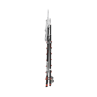 LITTLE GIANT LADDER SYSTEMS - Escalera de Fibra de Vidrio  con Jaula de 8'-14' (2.44 - 4.27 m). Con Ajuste en Ruedas (RATCHET™ Leveler) (SKU:18515-817).