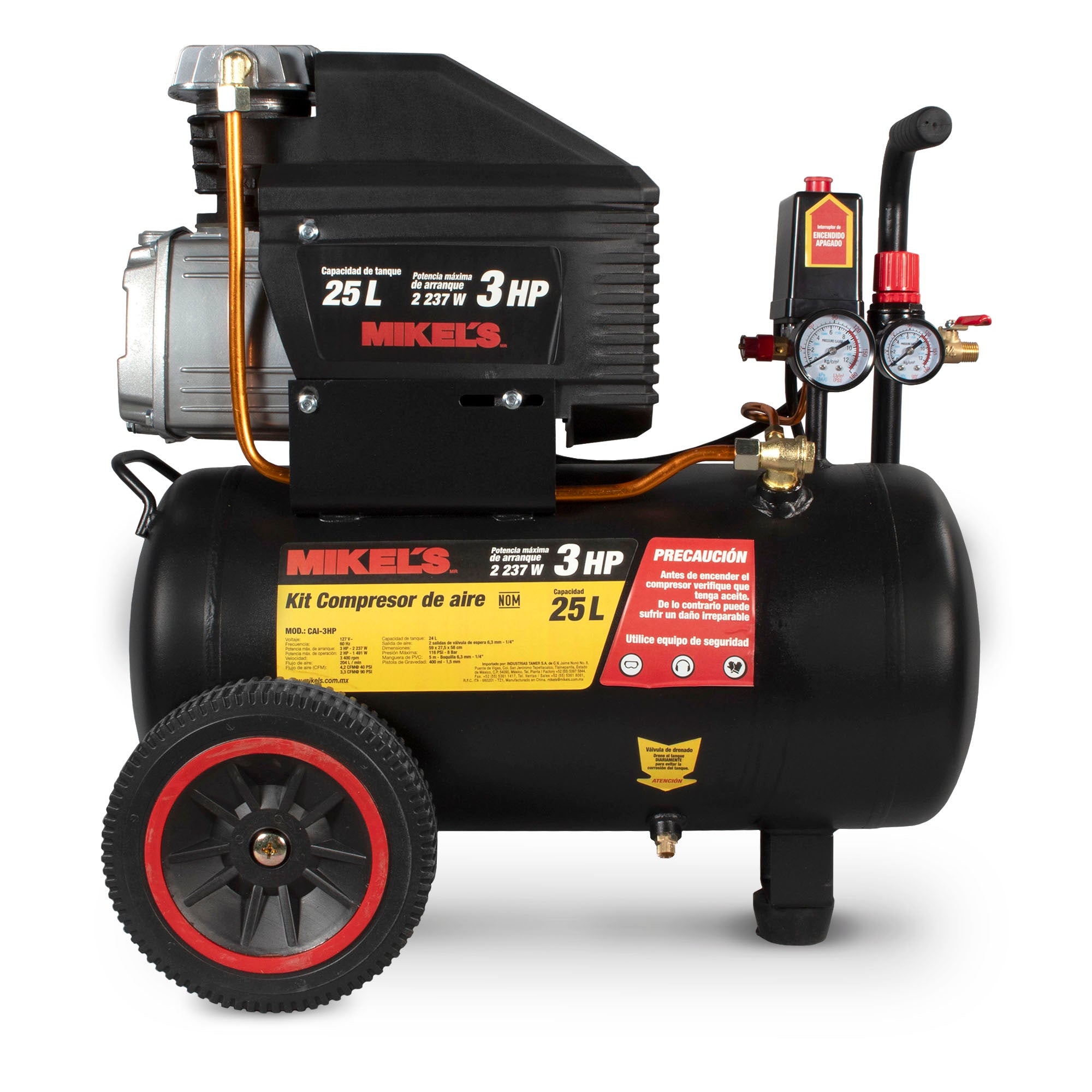Compresor de aire 3 HP (25 lts)