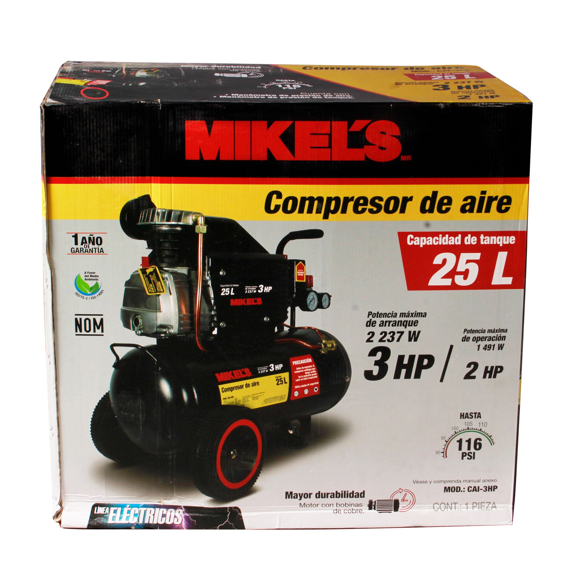 Compresor de aire 3 HP (25 lts)