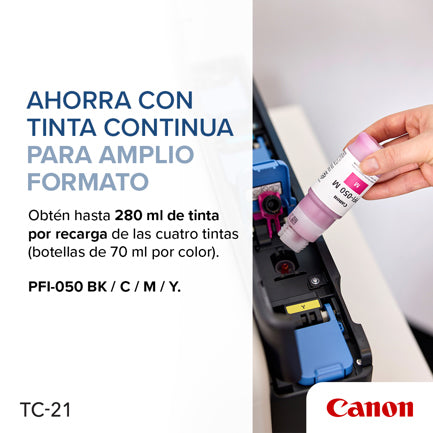 CANON - Plotter Canon imagePROGRAF TC-21 de 24" con Sistema Inyección de Tinta Continua