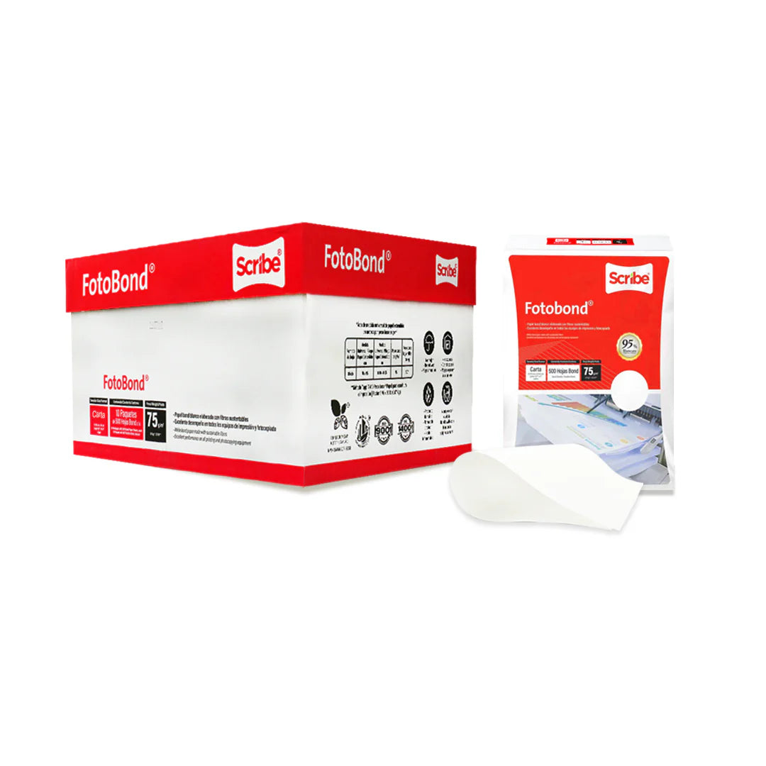 SCRIBE - Papel Cortado Scribe Fotobond Oficio 95% de Blancura 75gr Caja C/5000 Hojas
