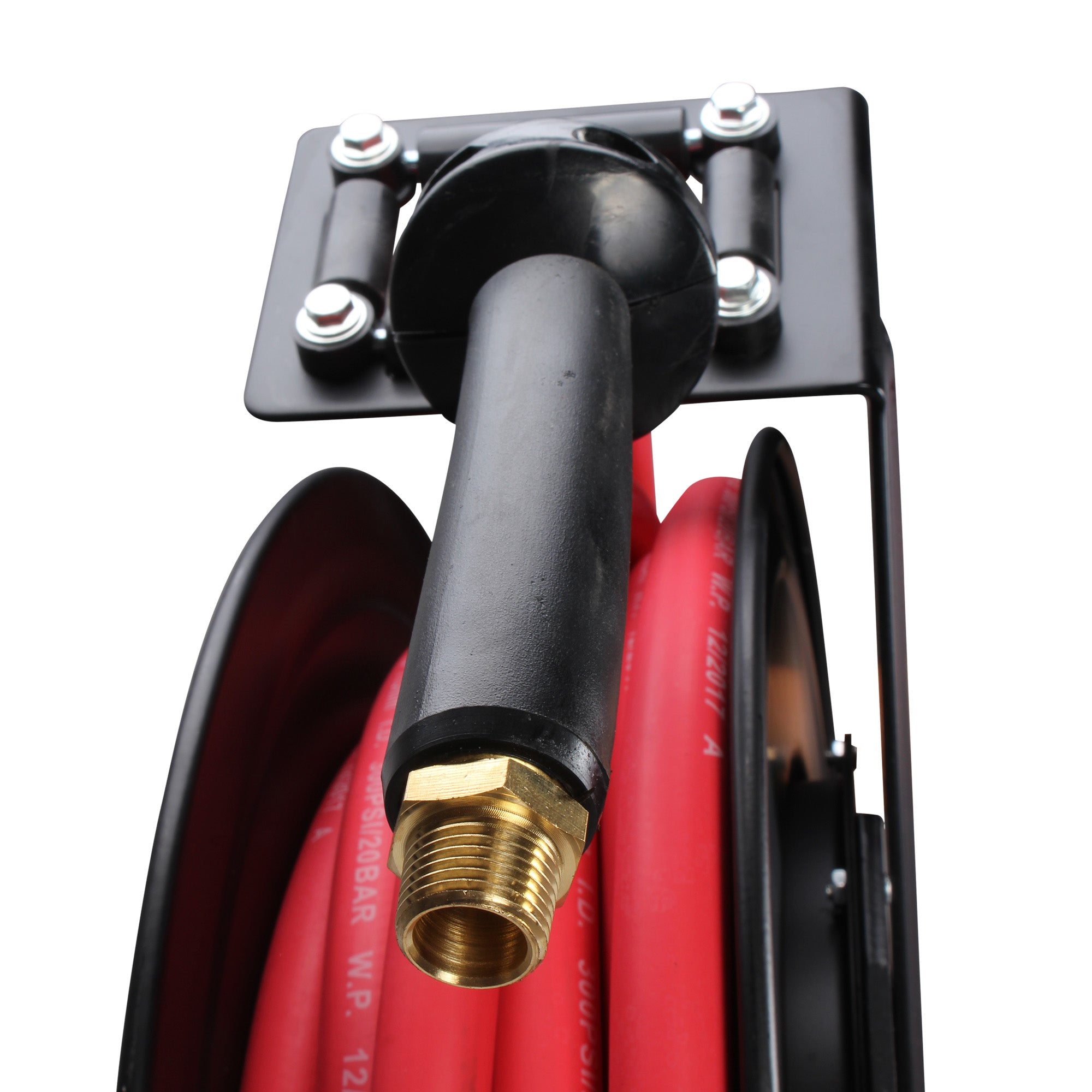 Carrete de acero con manguera, 1/2”  sistema retráctil (15 mts)