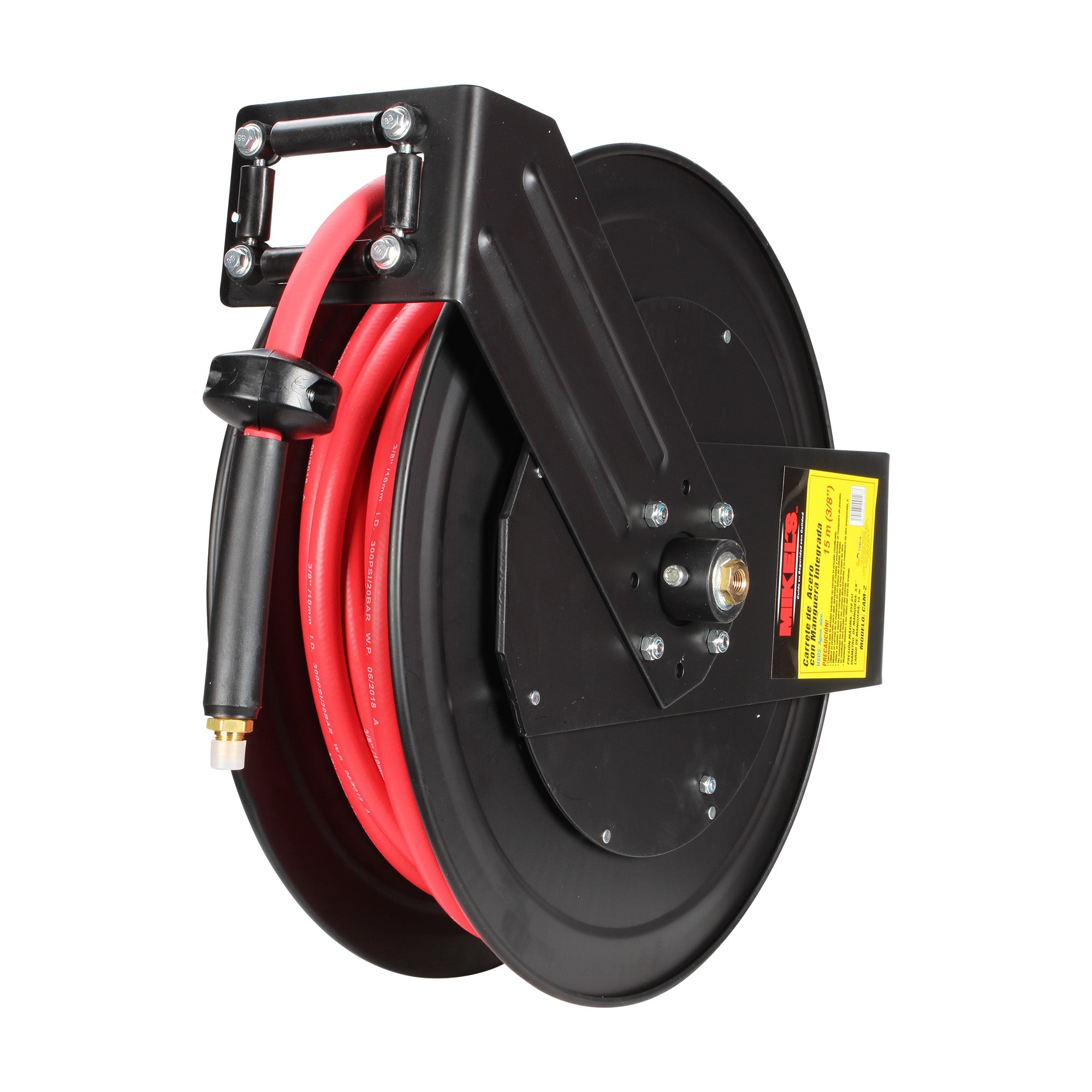Carrete de acero con manguera, 3/8” sistema retráctil (15 mts)