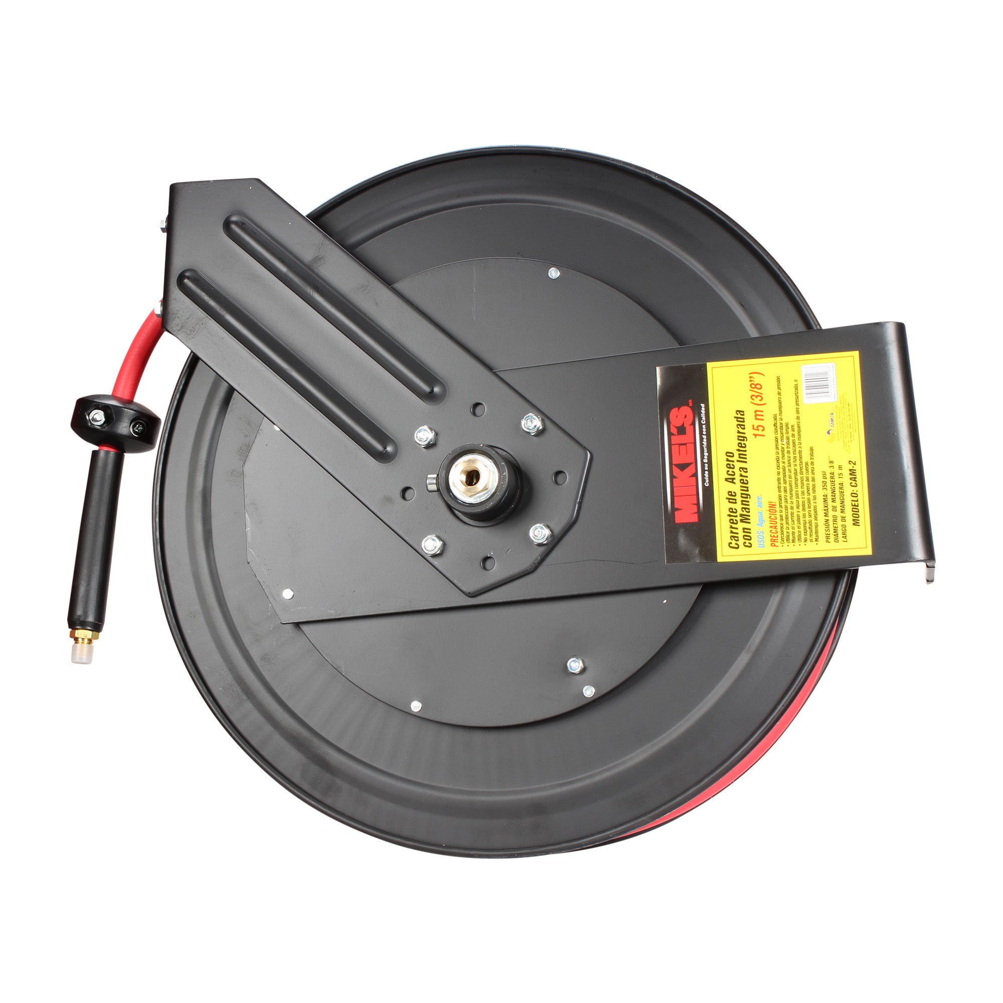 Carrete de acero con manguera, 3/8” sistema retráctil (15 mts)