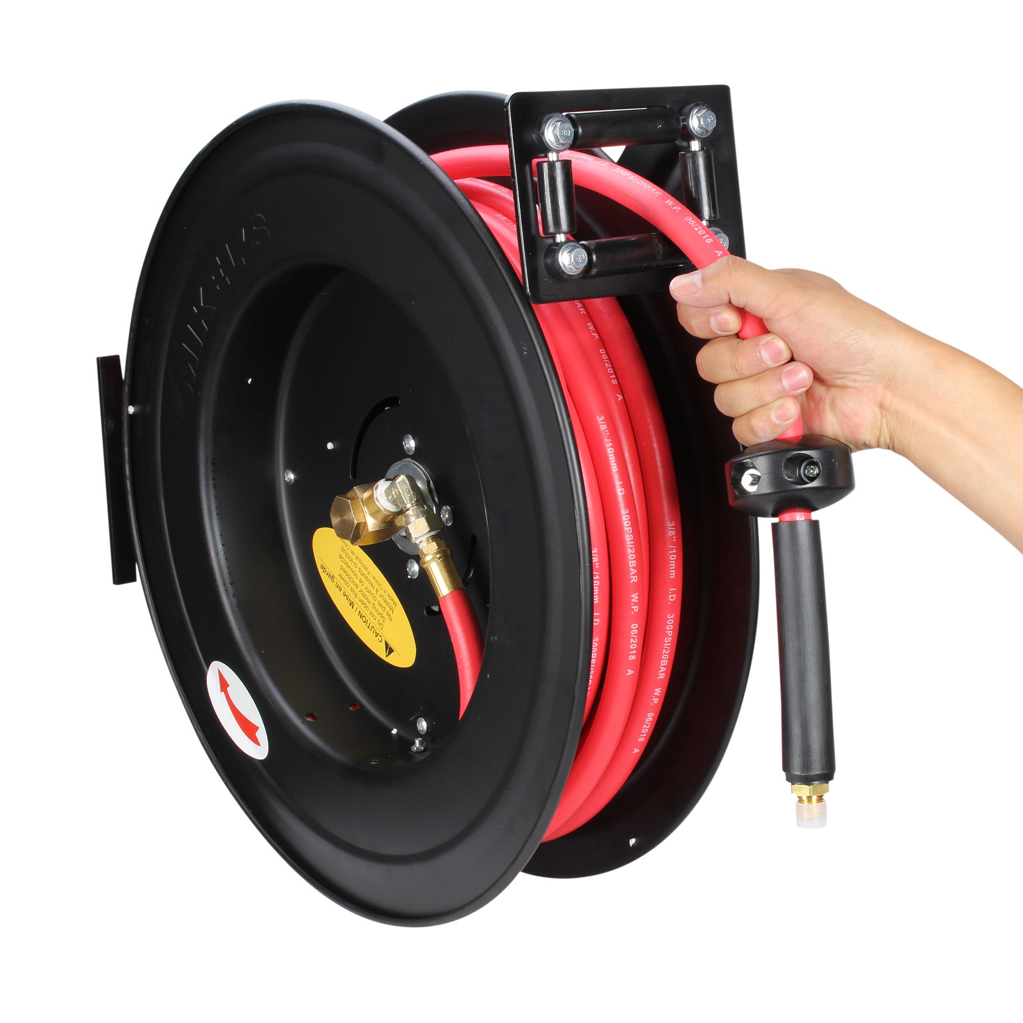 Carrete de acero con manguera, 3/8” sistema retráctil (15 mts)