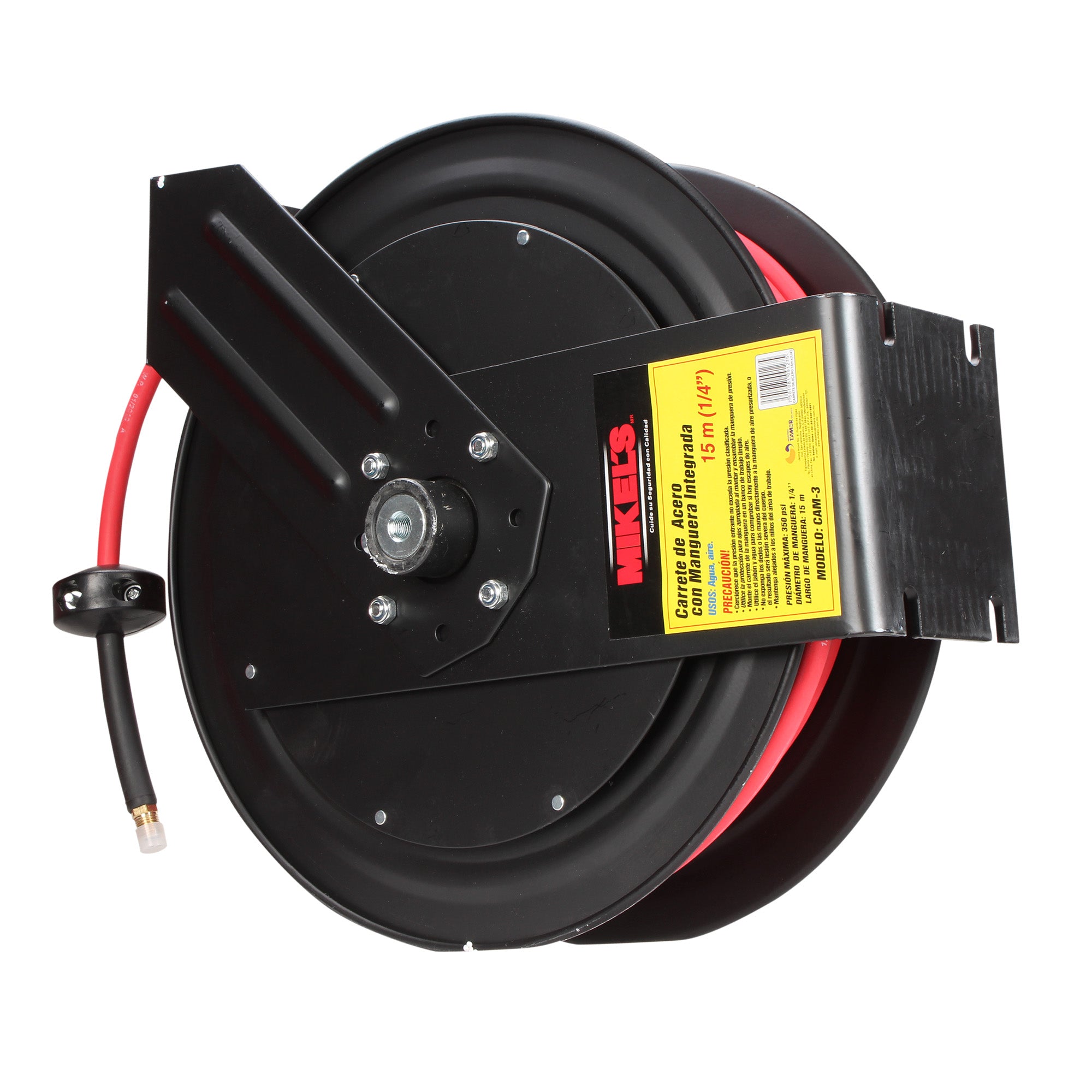 Carrete de acero con manguera, 1/4” sistema retráctil (15 mts)