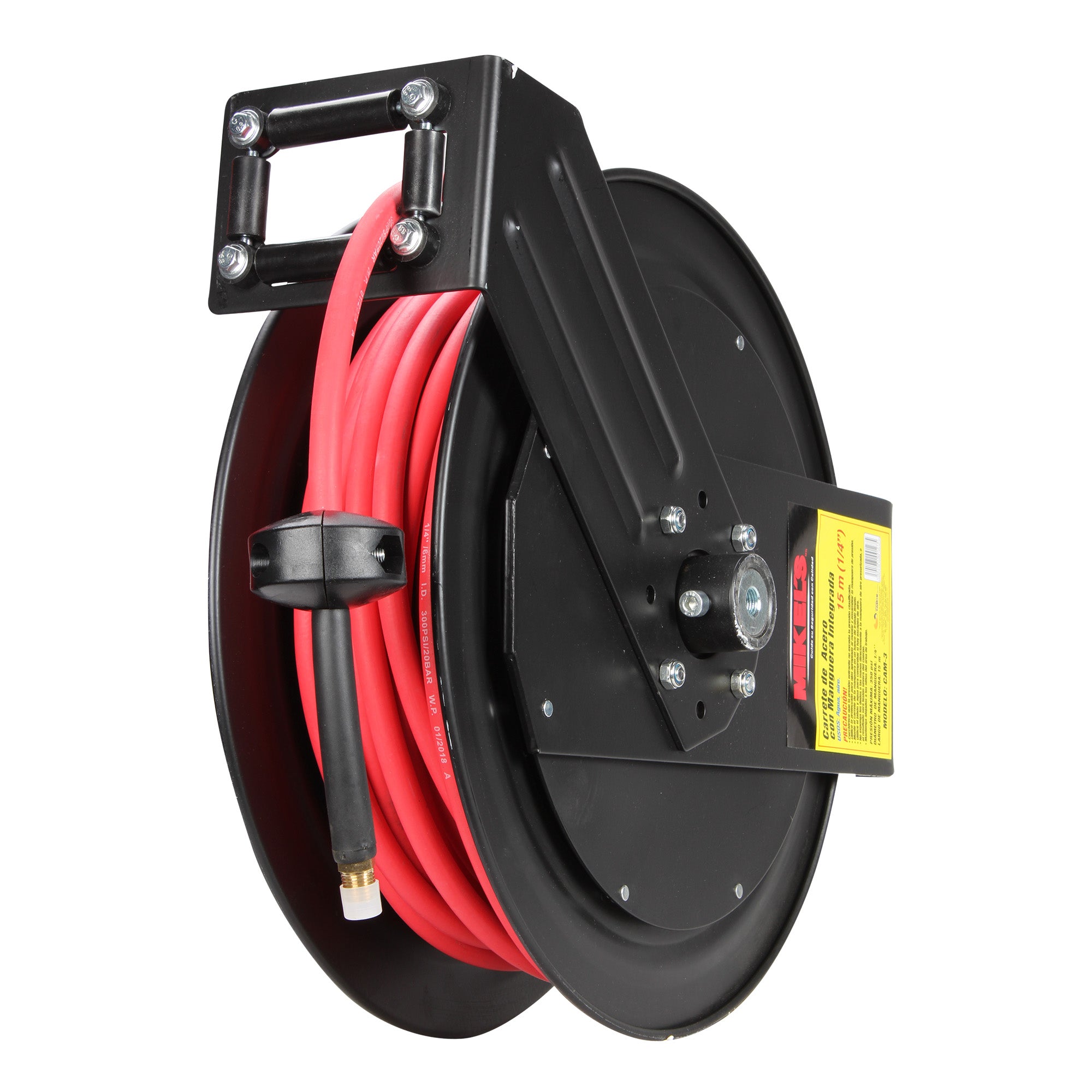 Carrete de acero con manguera, 1/4” sistema retráctil (15 mts)