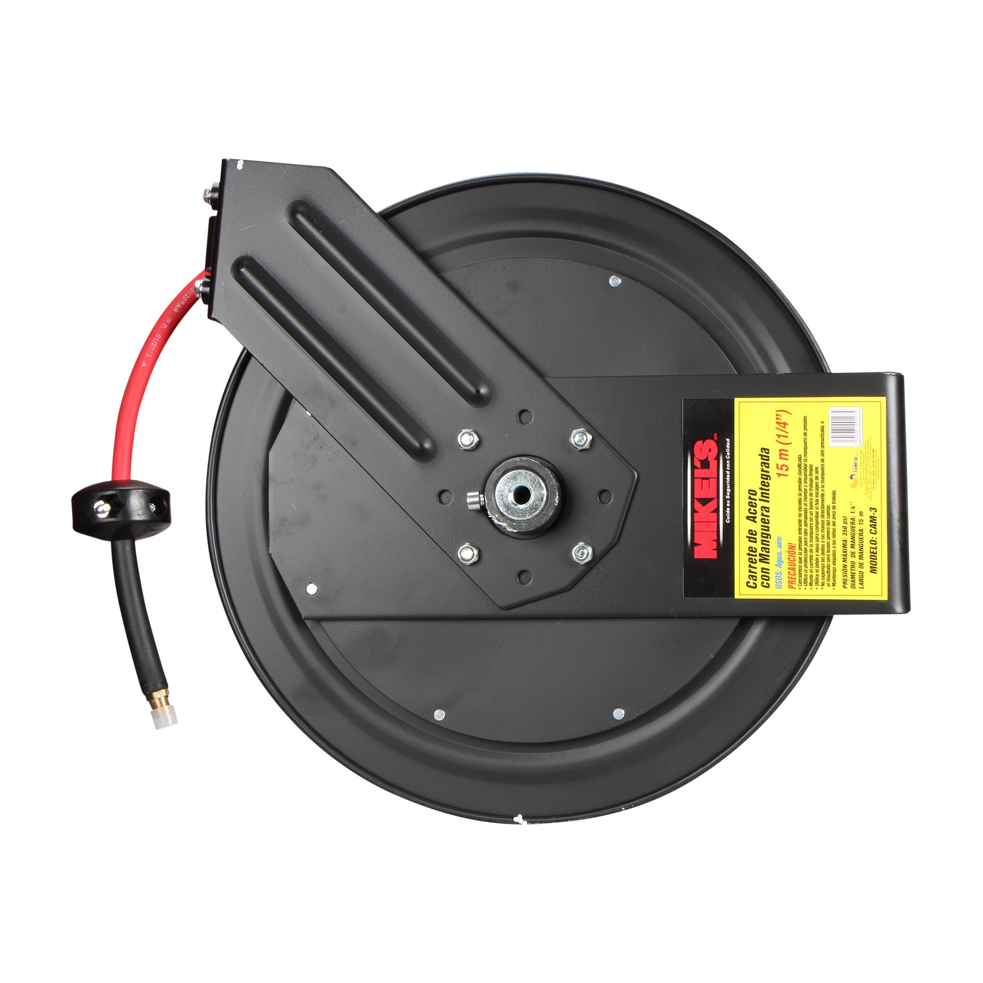 Carrete de acero con manguera, 1/4” sistema retráctil (15 mts)