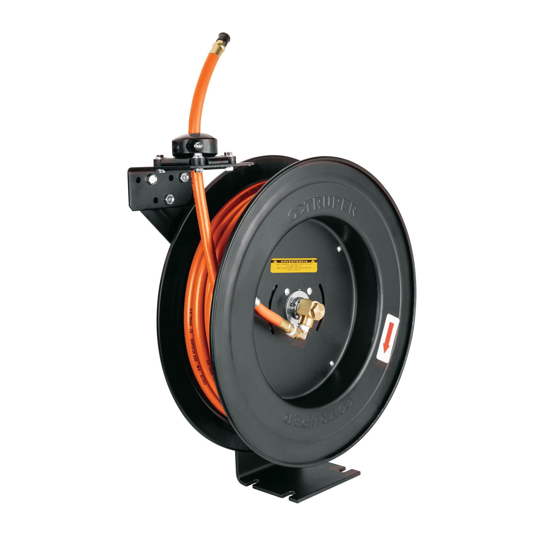 Manguera para compresor,de hule,15m x 3/8',carrete retractil