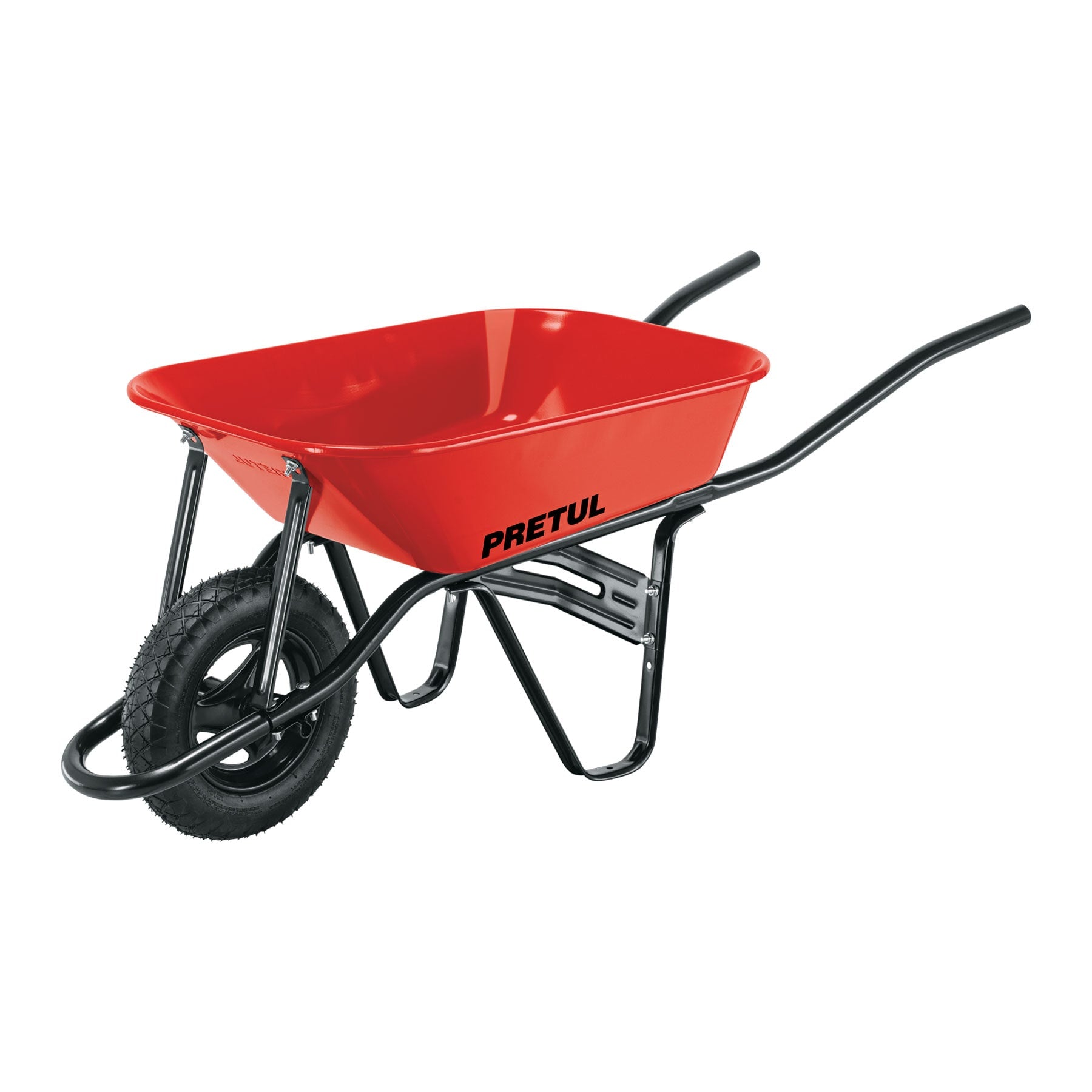 Carretilla 3.5 ft3 roja,angosta,neumatica, tubular, PRETUL