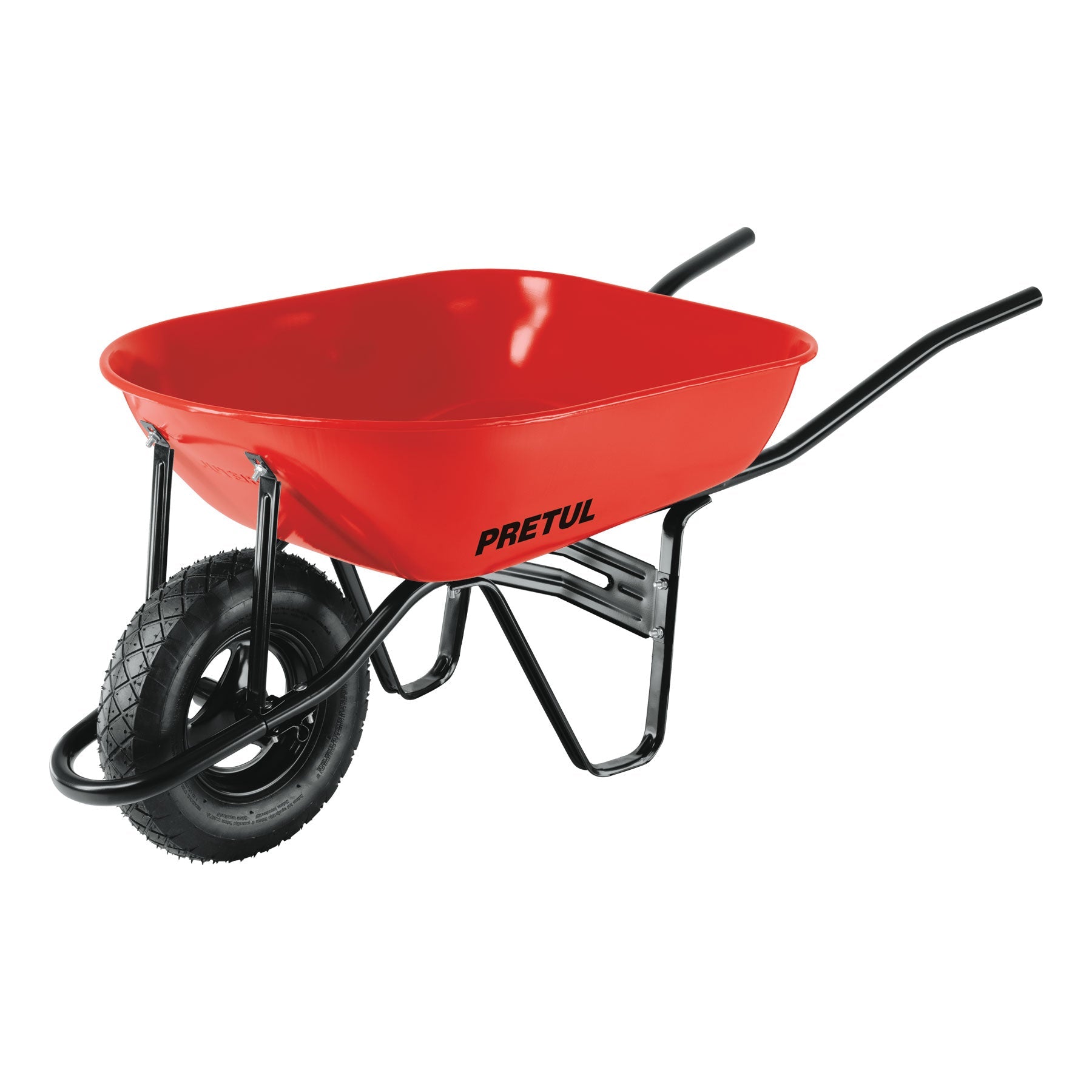 Carretilla 5.5 ft3 roja,neumatica,bastidor tubular, PRETUL