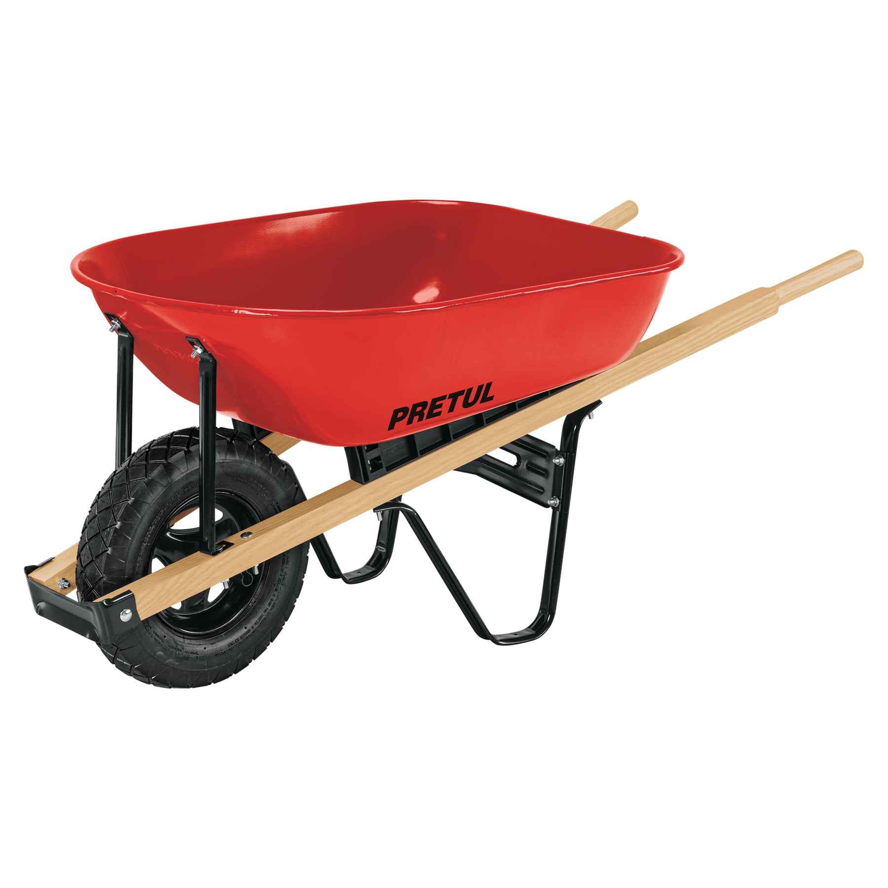 Carretilla 5.5ft3 roja, neumatica, bastidores madera, PRETUL