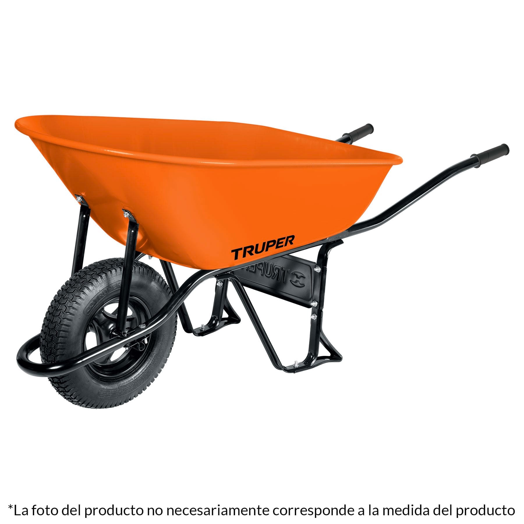 Carretilla 8 ft3 Imponchable, bastidor tubular, Truper