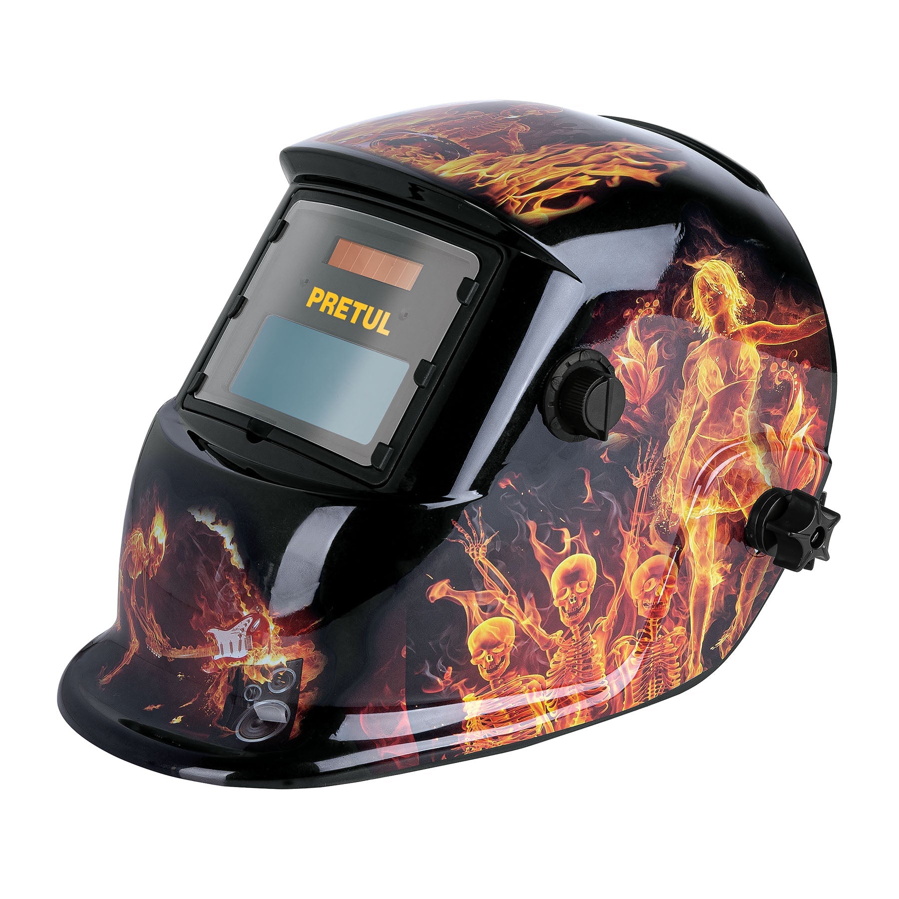 Careta electronica p/soldar, fuego, sombra 9 a 13, PRETUL