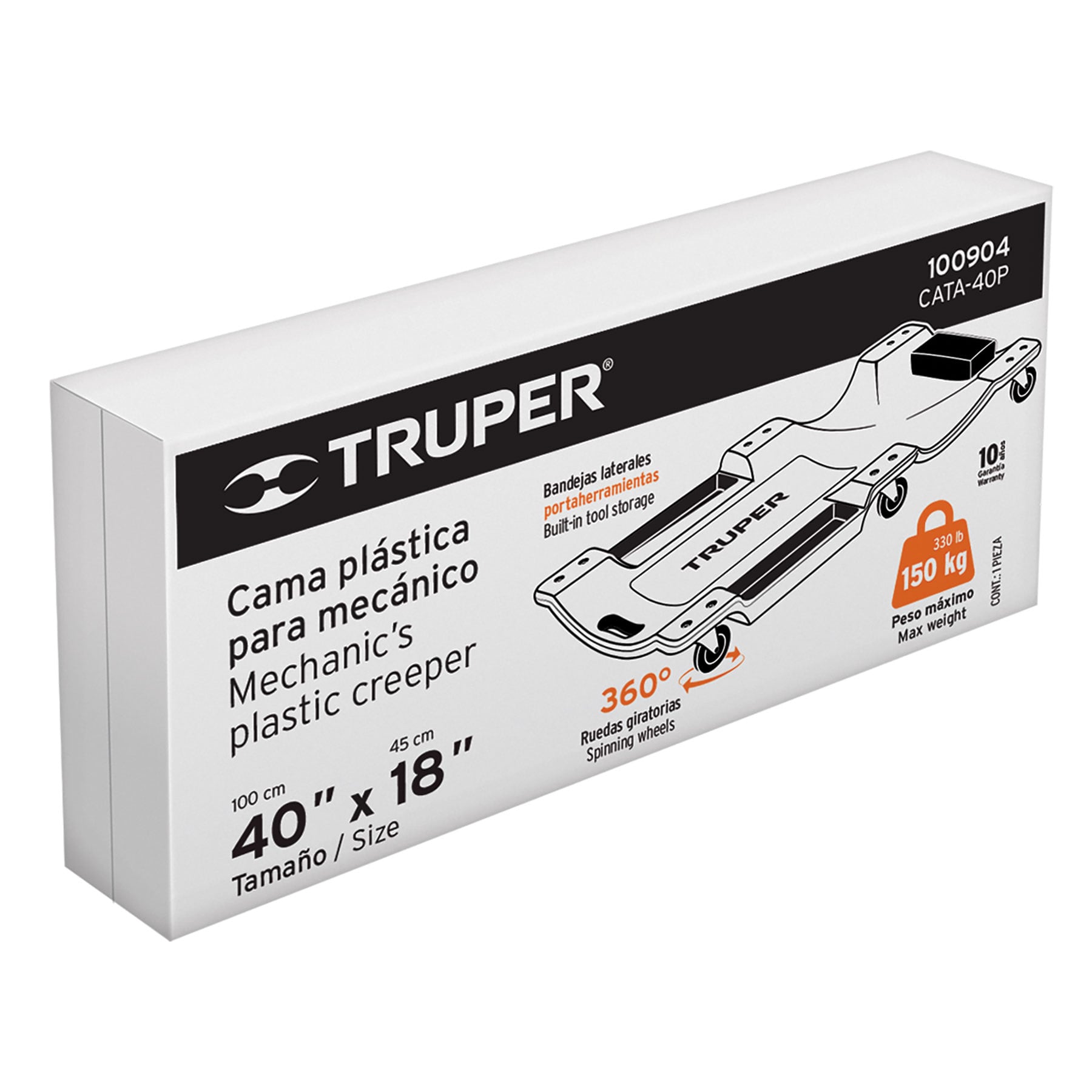 Cama de plastico 40' para mecanico, Truper