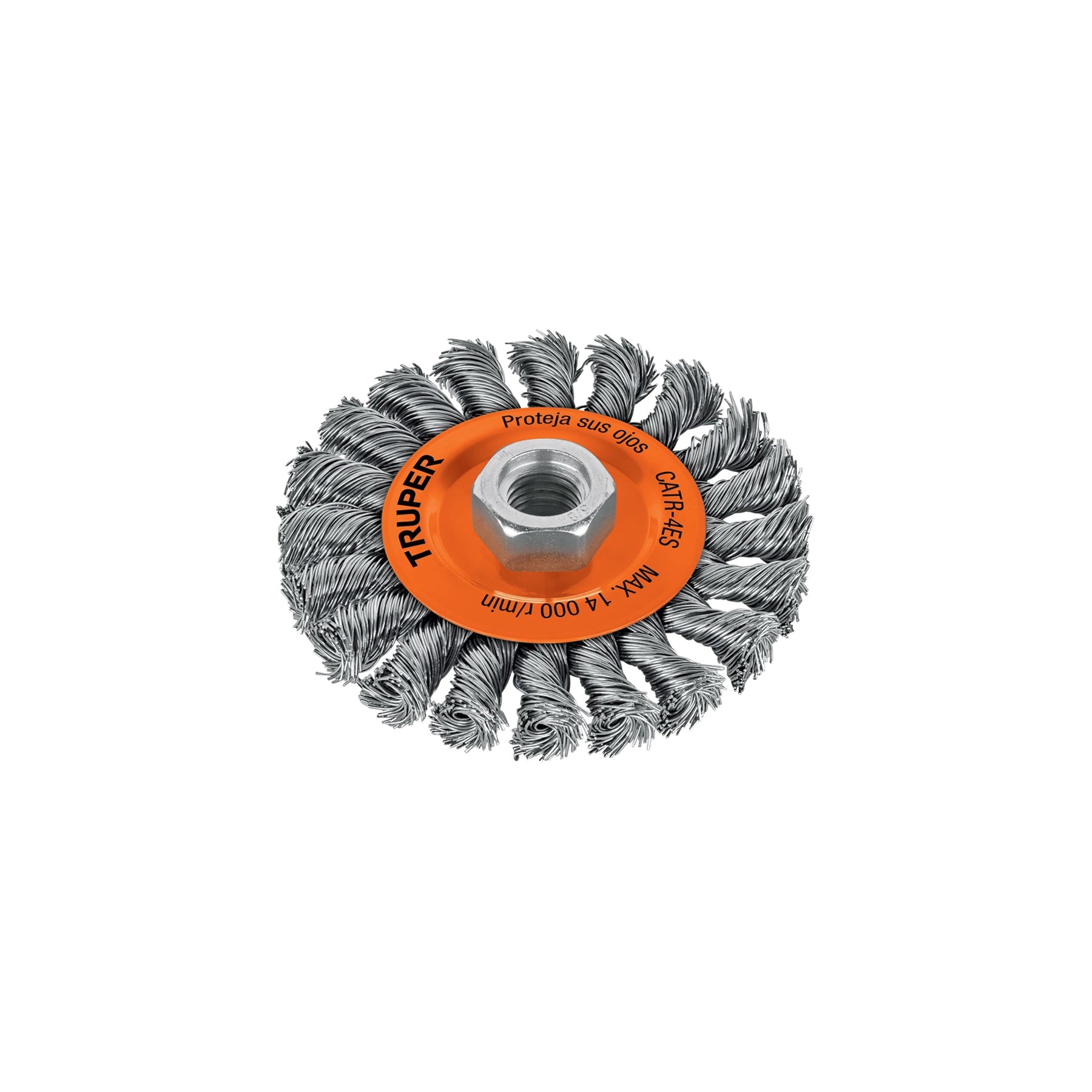 Carda circular 4' alambre trenzado, eje 5/8'-11, Truper