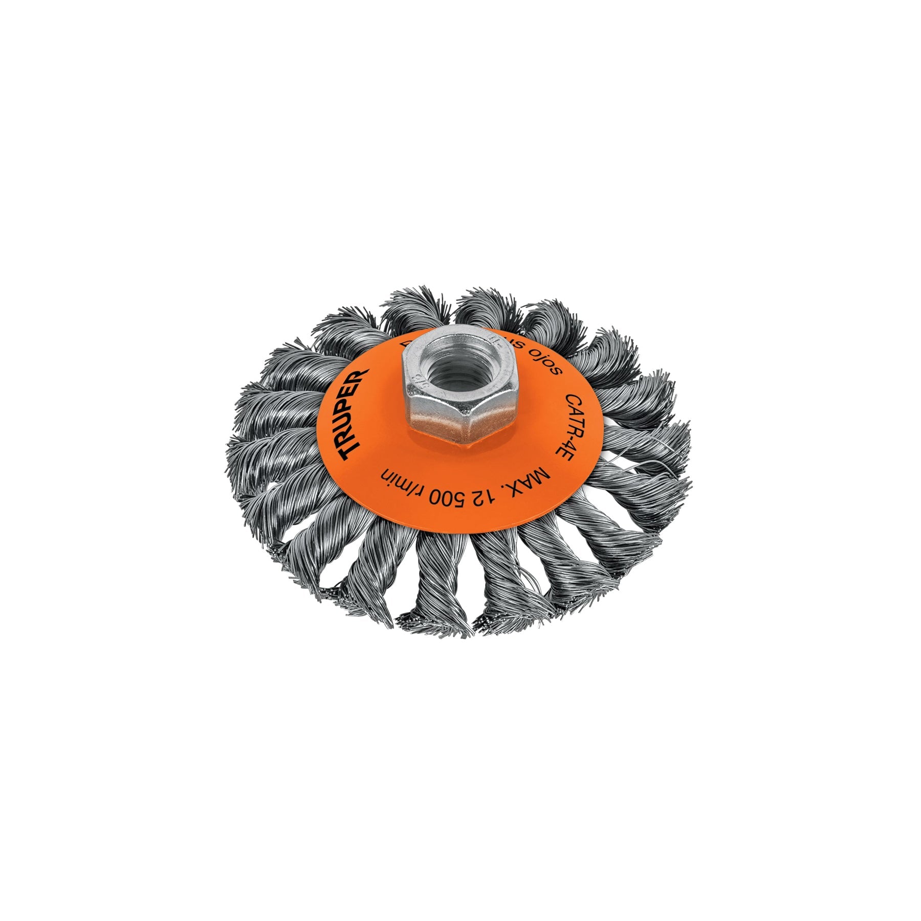 Carda tipo conico 4' alambre trenzado, eje 5/8'-11, Truper