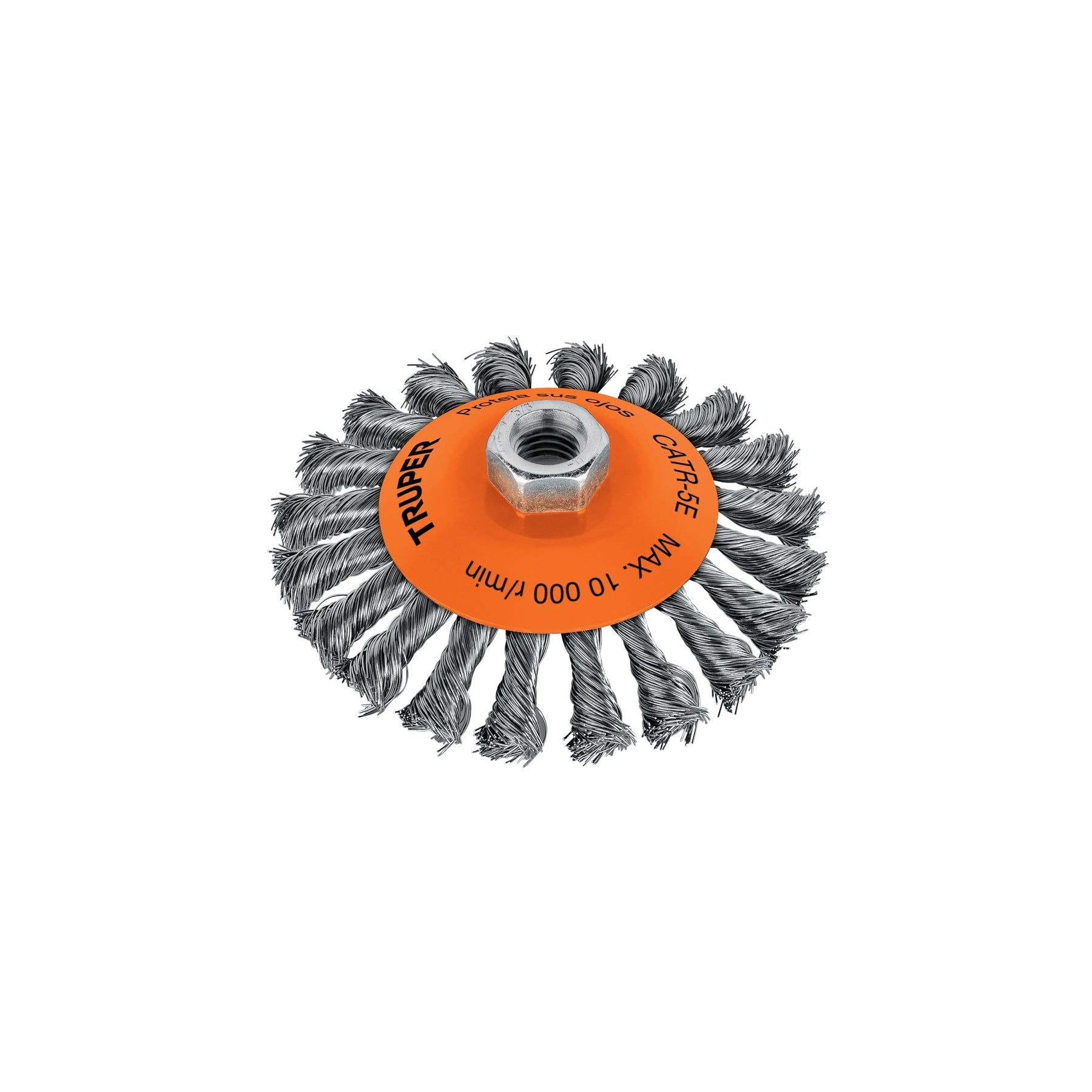 Carda tipo conico 5' alambre trenzado, eje 5/8'-11, Truper