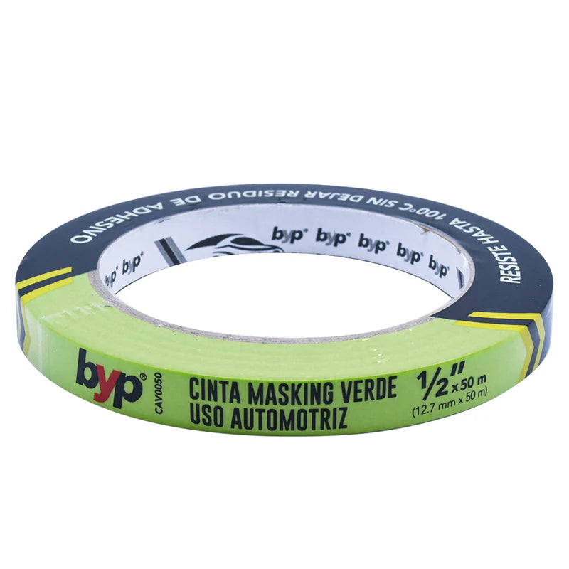 Cinta masking verde para uso automotriz 1/2"