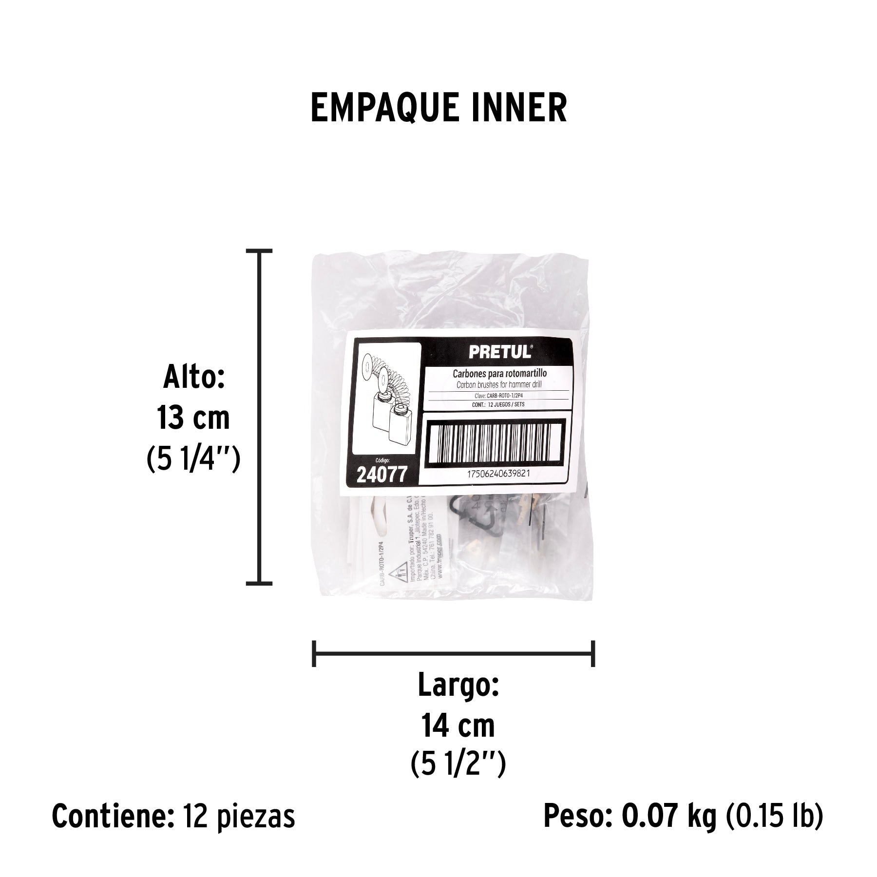 Bolsa con 2 carbones de repuesto para ROTO-1/2P4, PRETUL