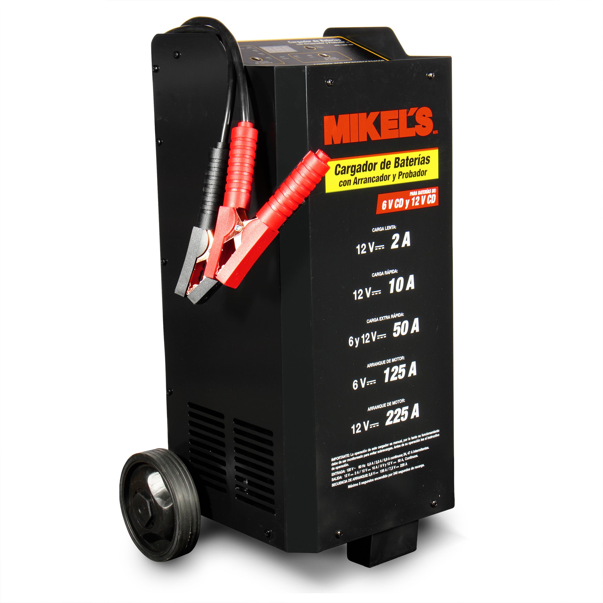 Cargador baterías con arrancador y amperímetro (2/10/50/125/225 amp)