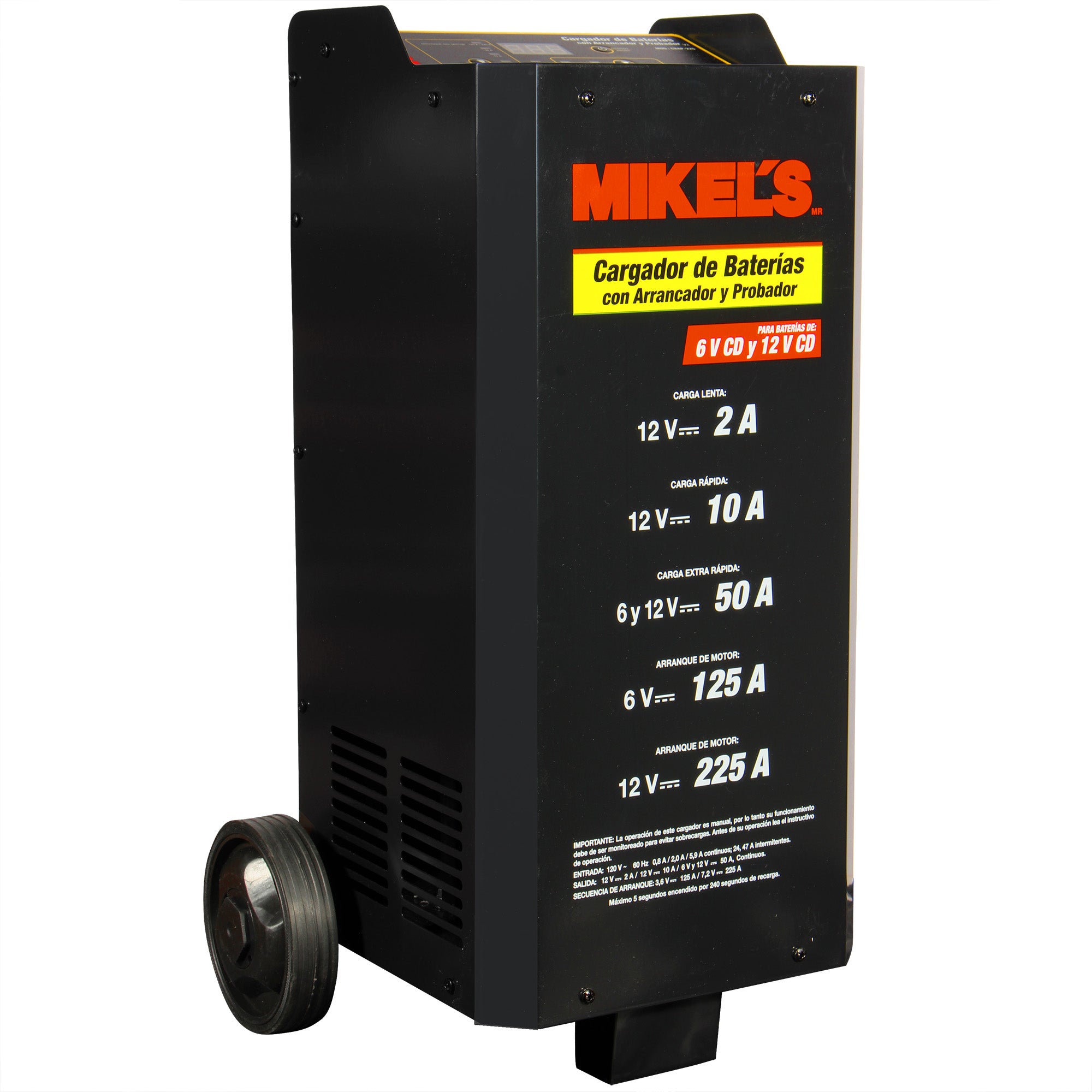 Cargador baterías con arrancador y amperímetro (2/10/50/125/225 amp)
