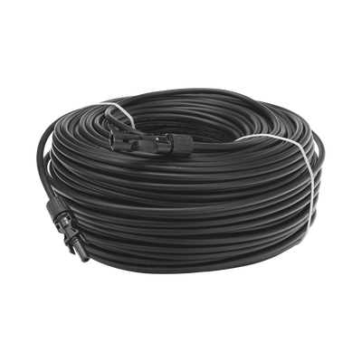 EPCOM POWERLINE - Cable Fotovoltaico 100 m, Negro, Calibre 10 AWG con Terminales MC4 en Ambos Extremos