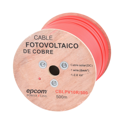 EPCOM POWERLINE - Carrete de 500 Metros / Cable Fotovoltaico Rojo  / Material COBRE / 6mm² (10AWG) / 2000 Vcc