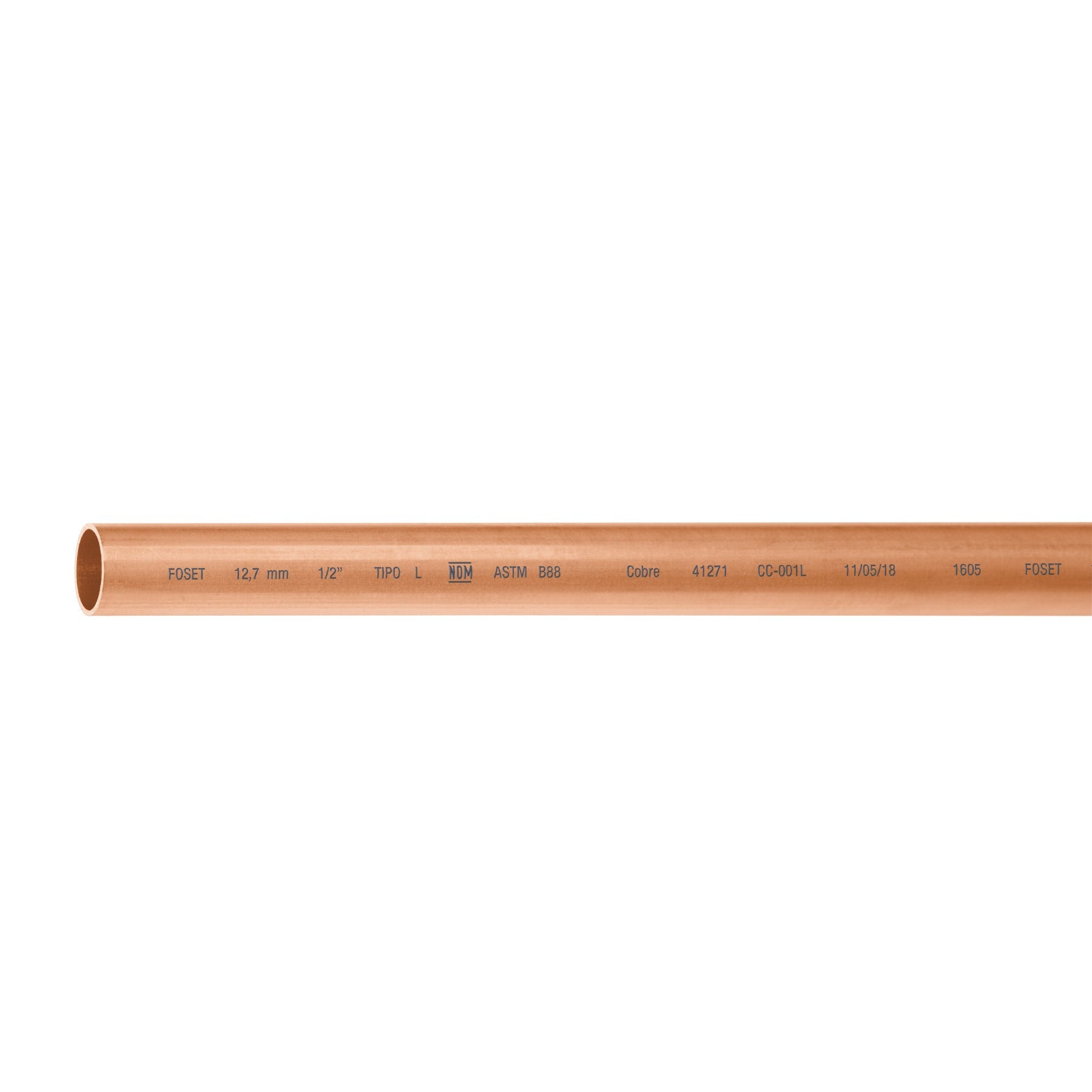 Tubo de 1/2' de cobre tipo 'L', de 3m, 1.2kg, FOSET