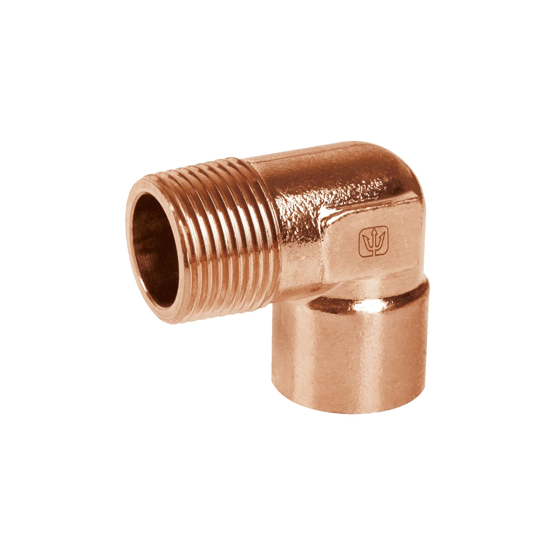 Codo 90¡ de cobre, rosca exterior 1', Foset