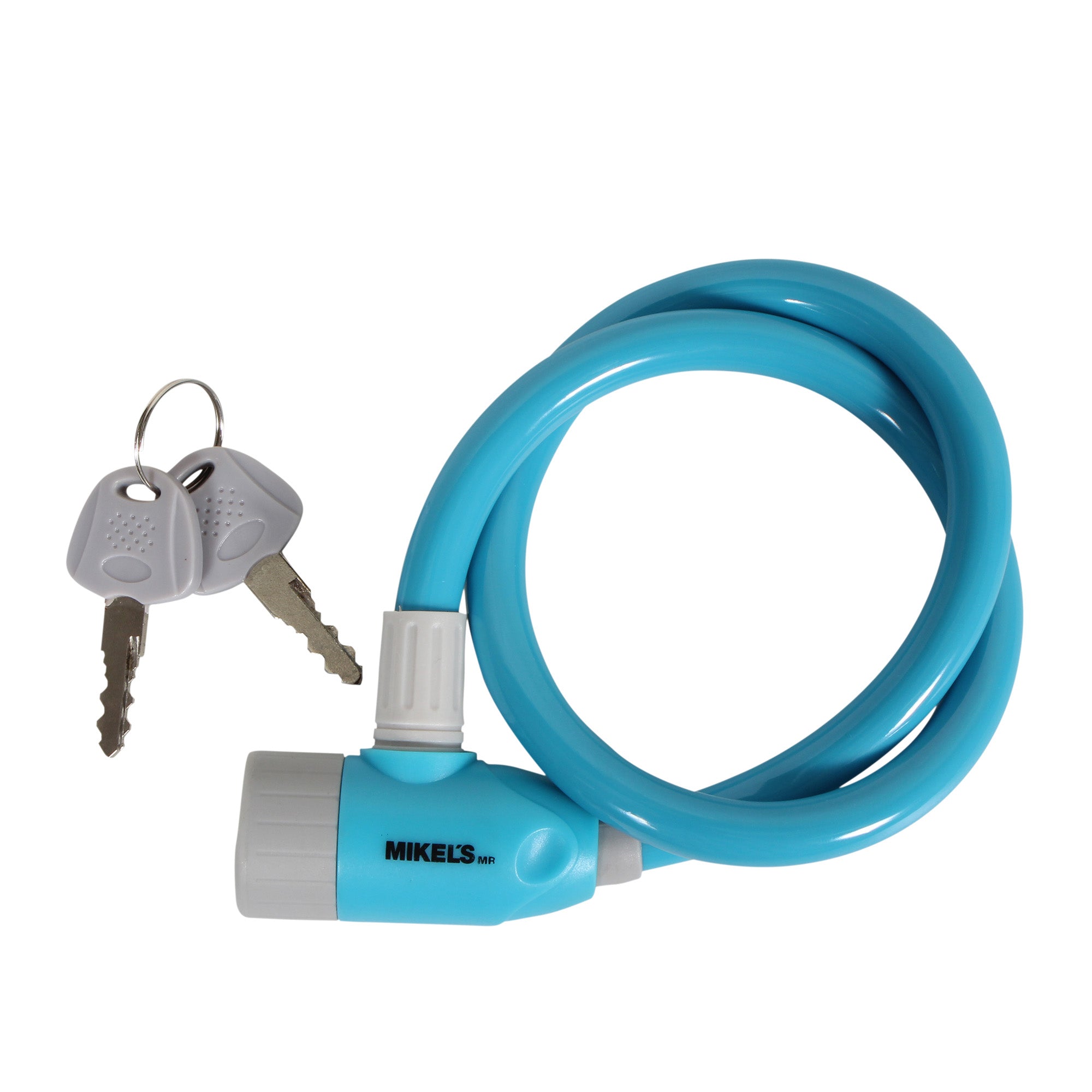 Cable candado con llaves, color azul (65 cms)