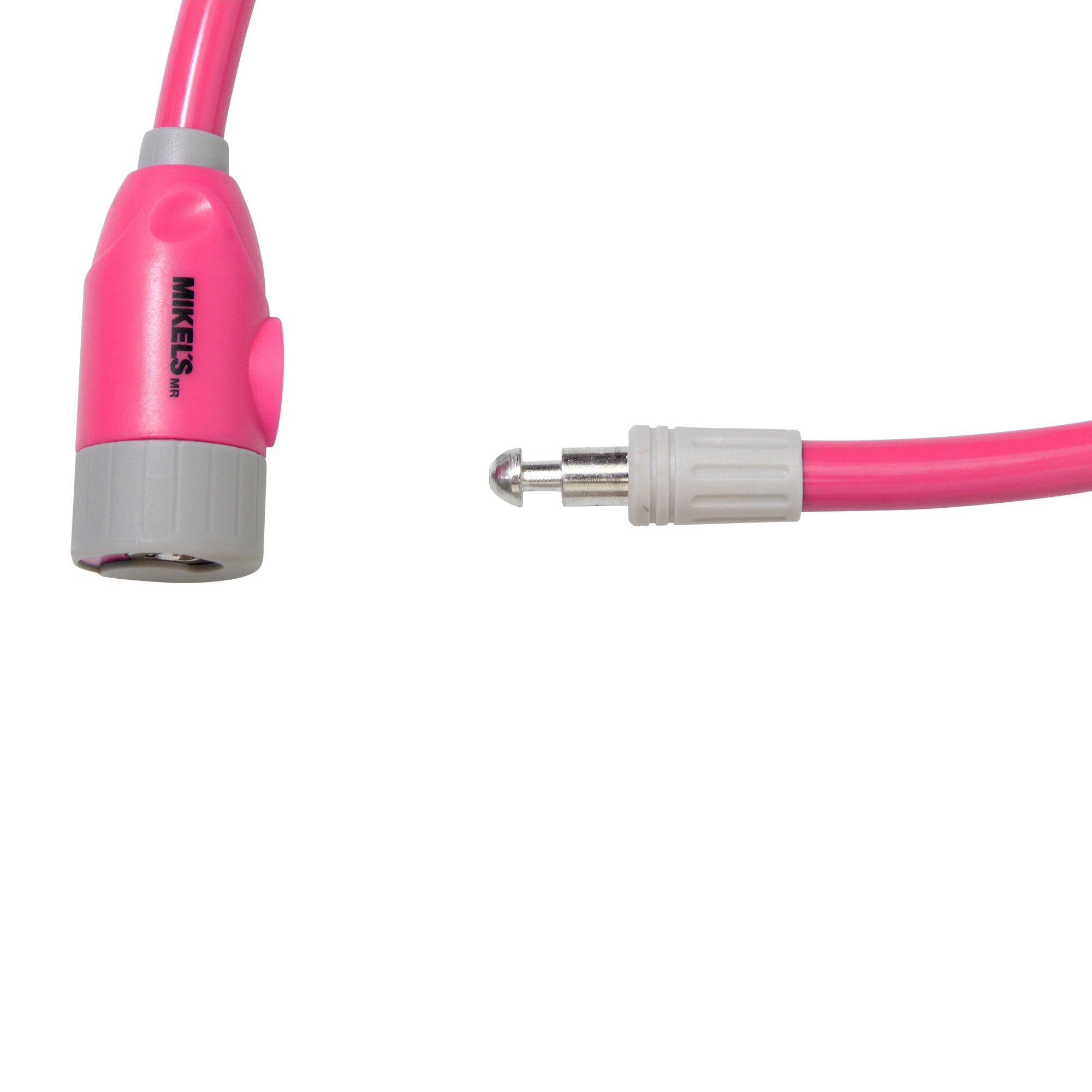 Cable candado con llaves, color rosa (65 cms)
