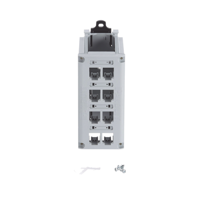 PANDUIT - Panel de Parcheo Modular para Cobre, de Instalación en Riel DIN Estándar de 35 mm (1.38 pulgadas), 8 Puertos Mini-Com, Color Gris