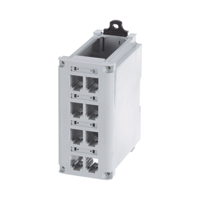 PANDUIT - Panel de Parcheo Modular para Cobre, de Instalación en Riel DIN Estándar de 35 mm (1.38 pulgadas), 8 Puertos Mini-Com, Color Gris