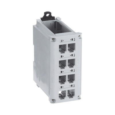 PANDUIT - Panel de Parcheo Modular para Cobre, Blindado, de Instalación en Riel DIN Estándar de 35 mm (1.38 pulgadas), 8 Puertos Mini-Com, Color Gris