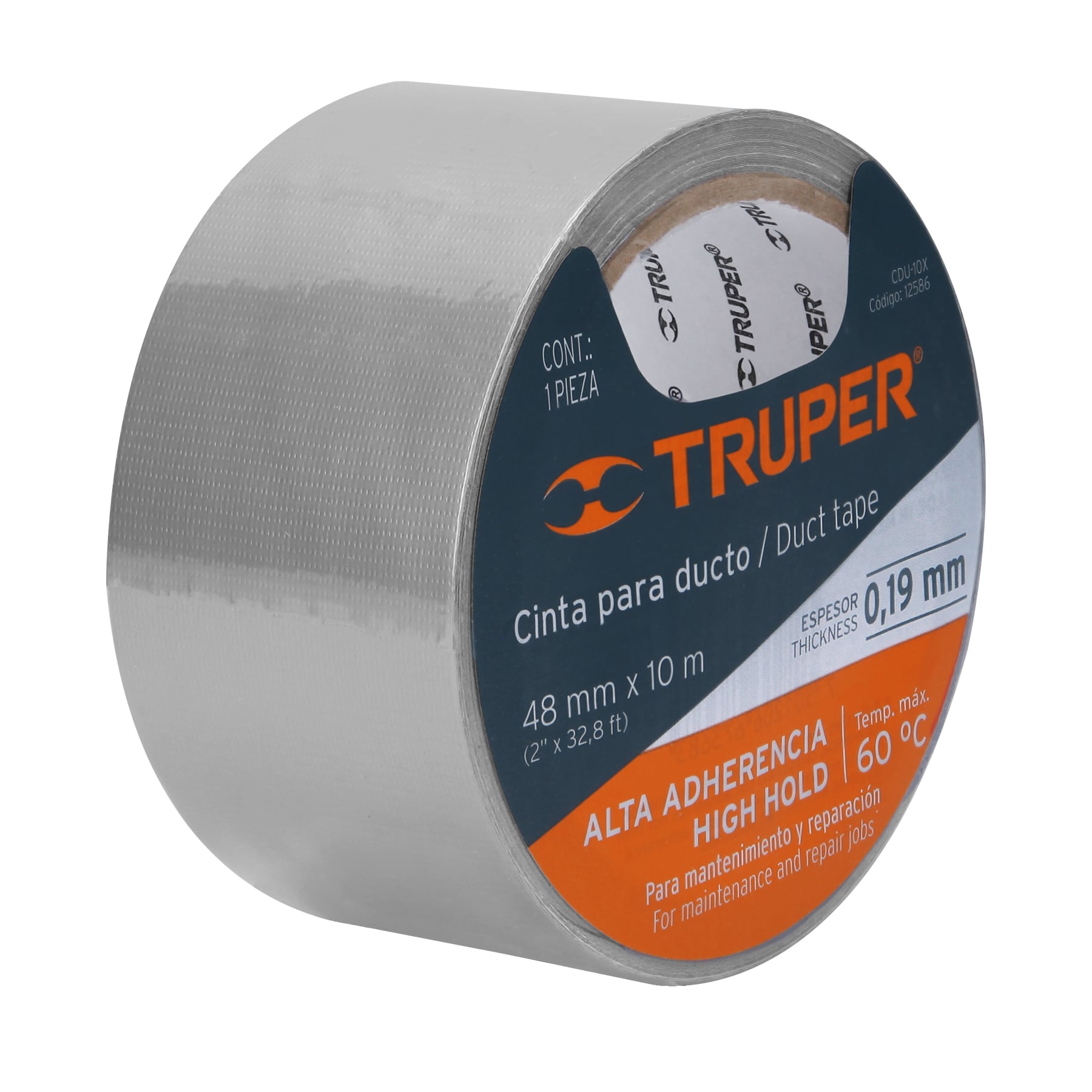 Cinta para ducto 10m x 48mm, espesor 0.19mm, Truper