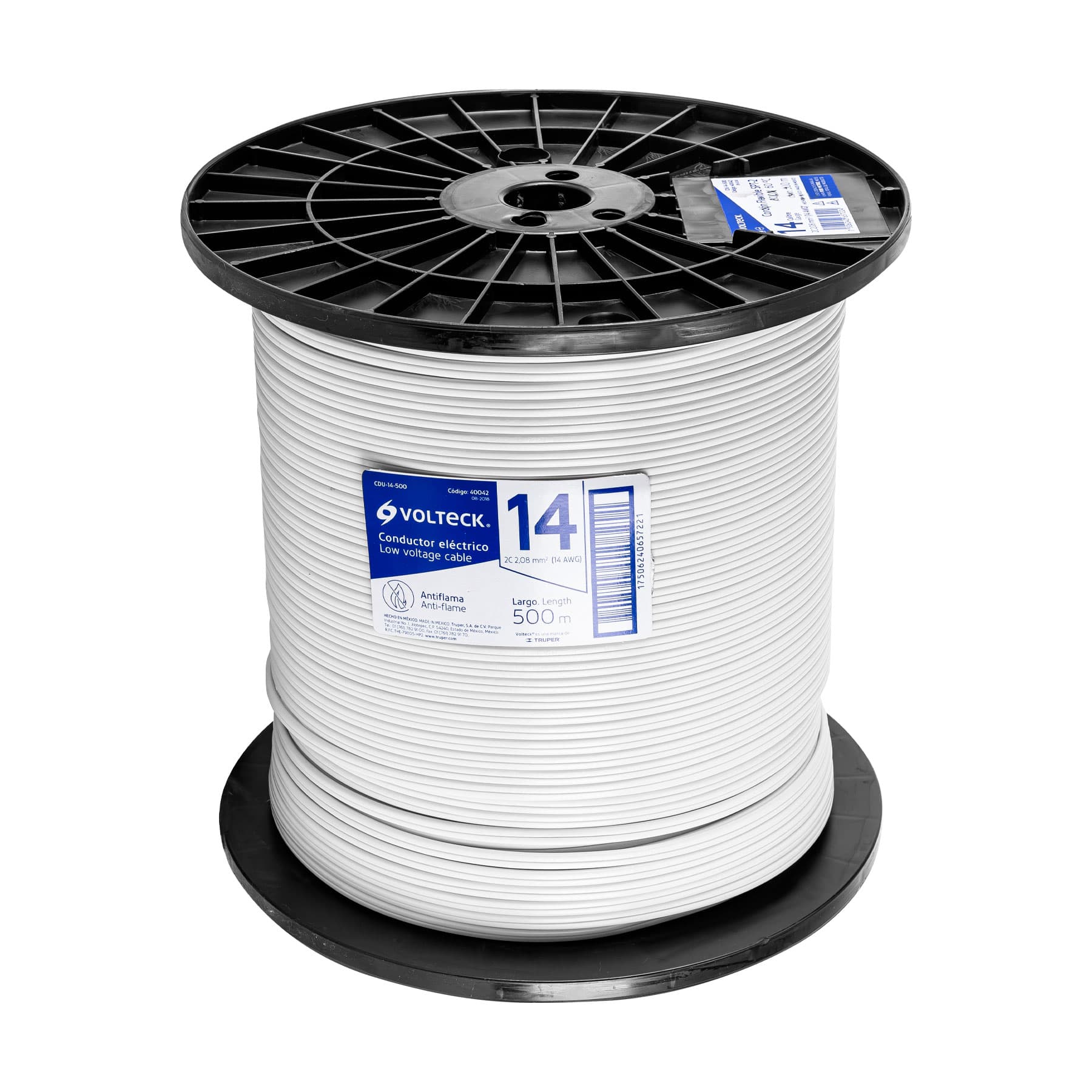 Metro de cordon duplex flexible SPT 14 AWG en carrete 500 m