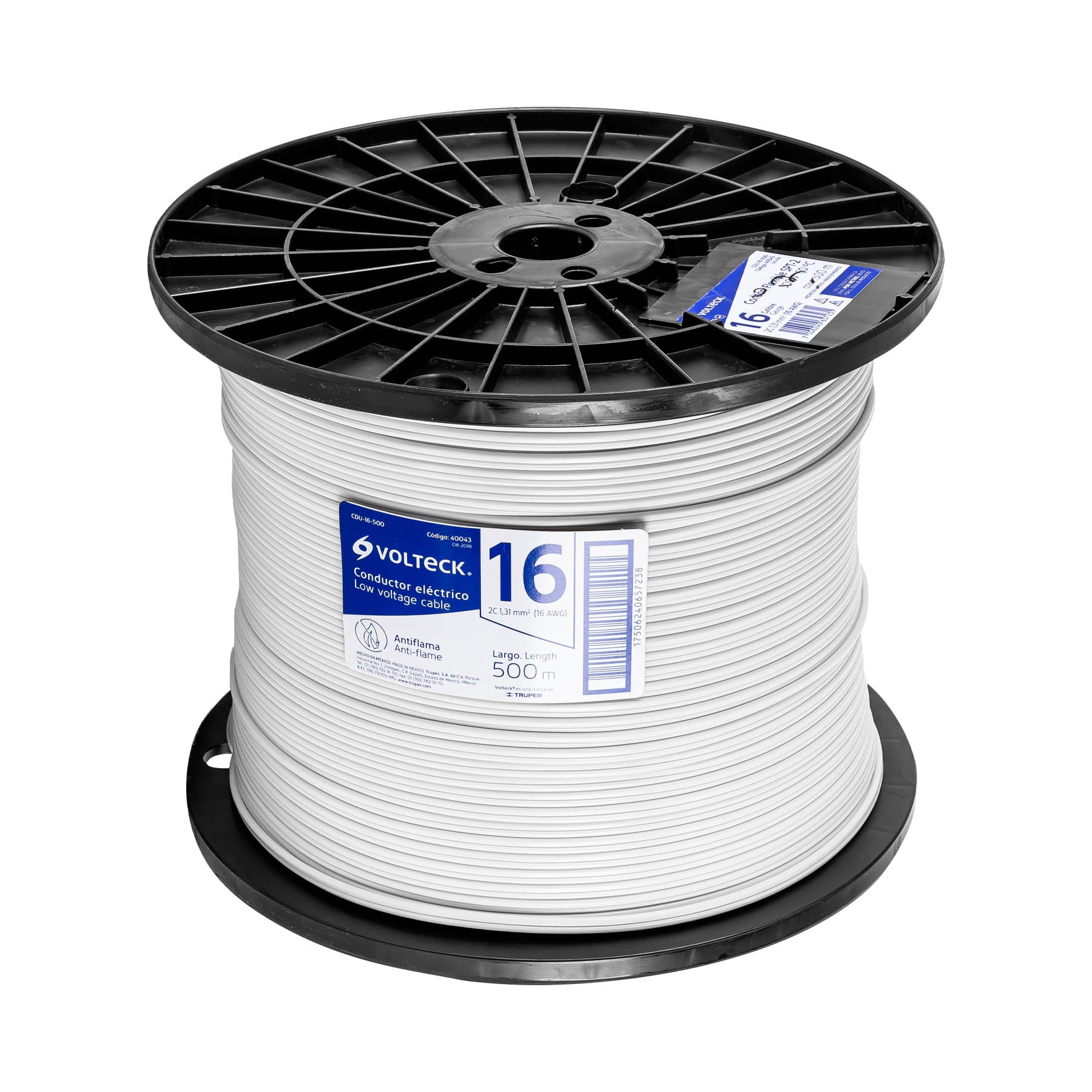 Metro de cordon duplex flexible SPT 16 AWG en carrete 500 m