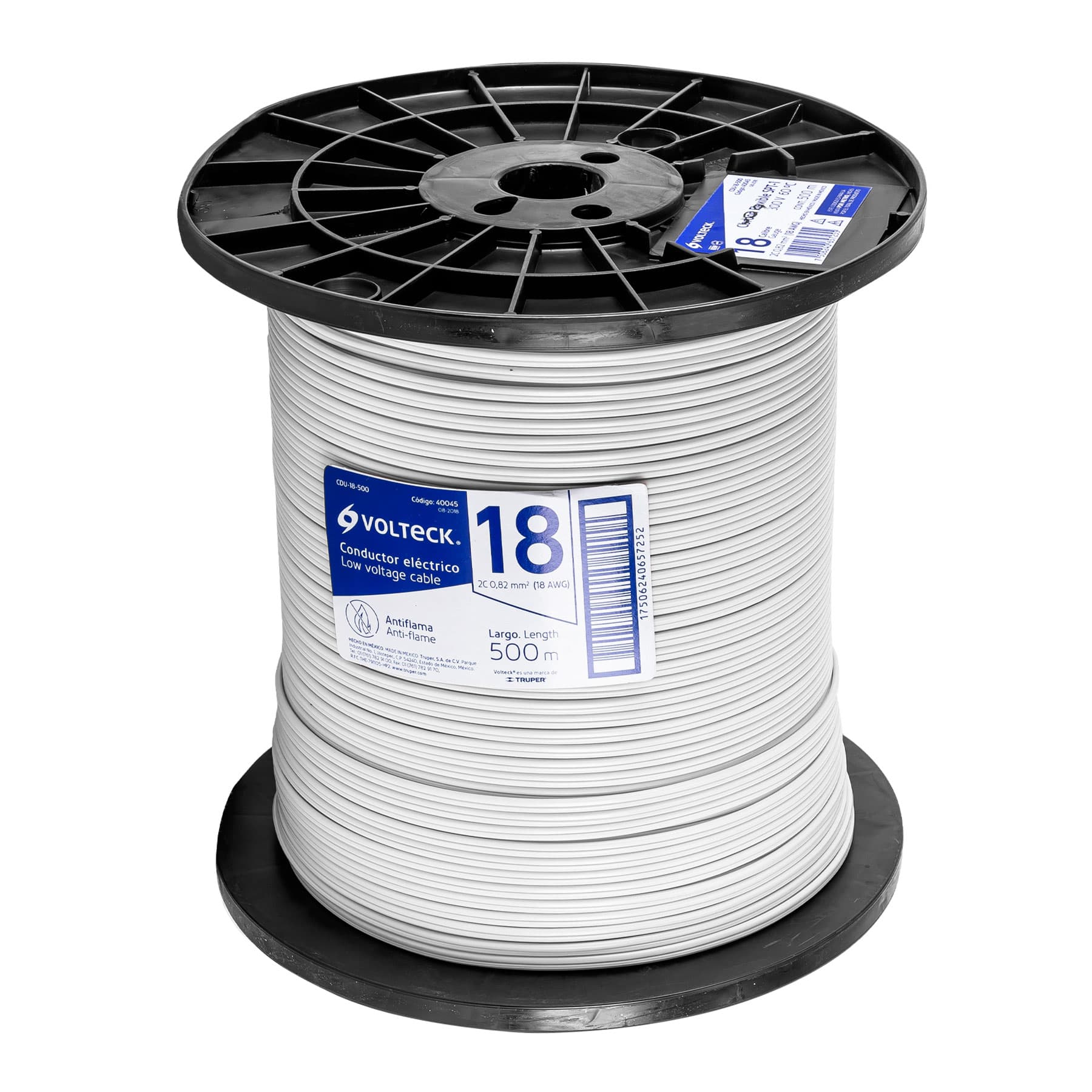 Metro de cordon duplex flexible SPT 18 AWG en carrete 500 m