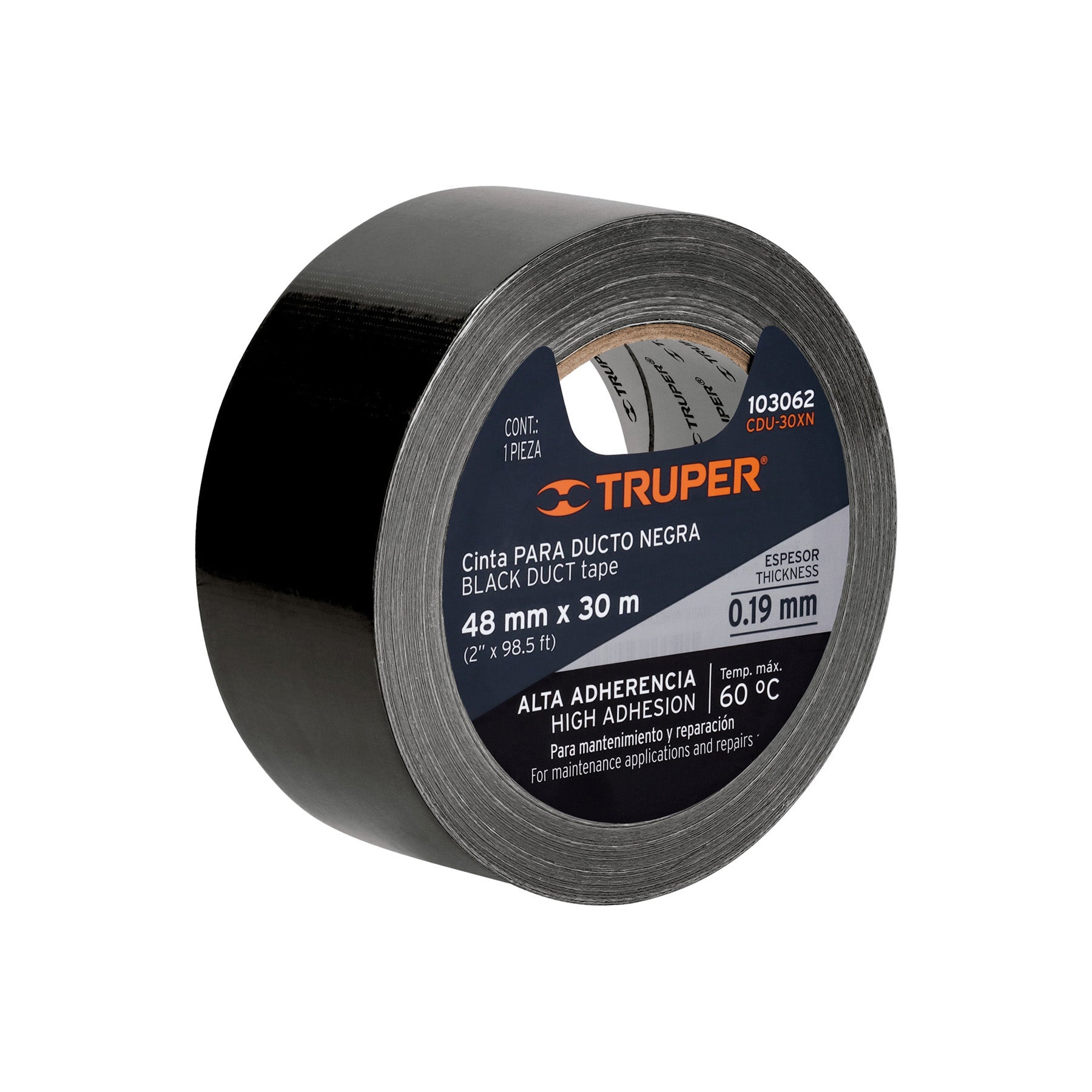 Cinta negra para ducto 30m x 48mm, espesor 0.19mm, Truper