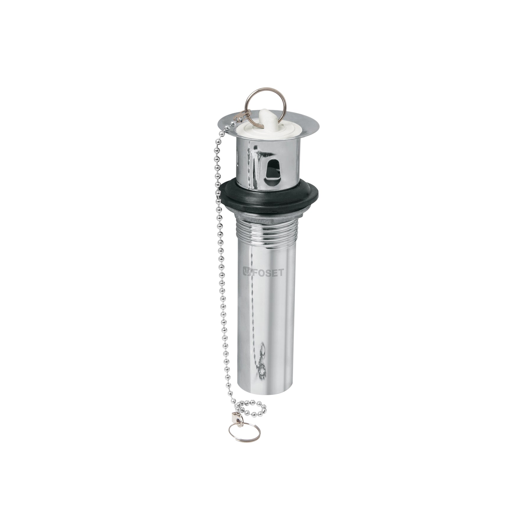 Contra p/lavabo c/rebosadero, tapon y cadena, cromo, 1-1/4'