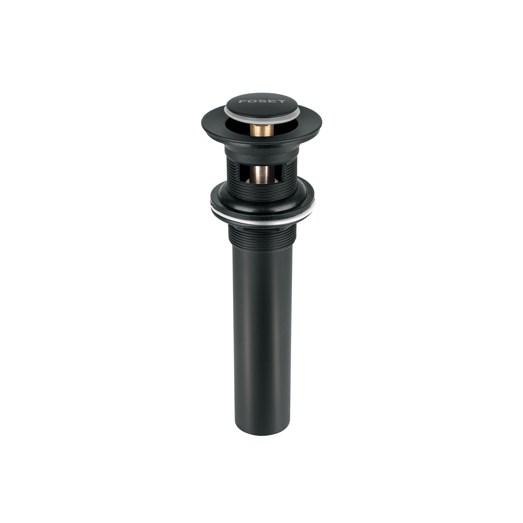 Contra p/lavabo, 1-1/4', con rebosadero, push, laton, negro