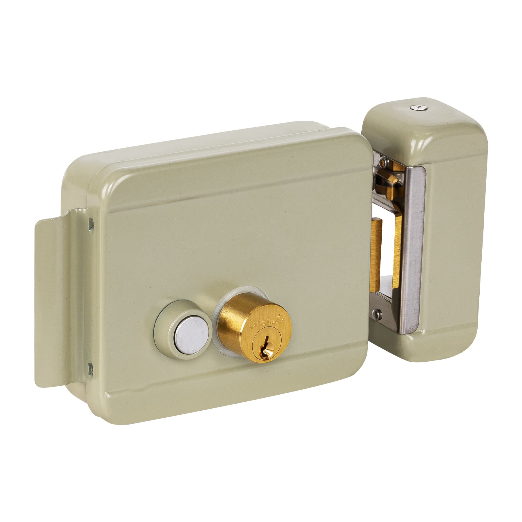 Cerradura electromecanica con boton, derecha, HERMEX