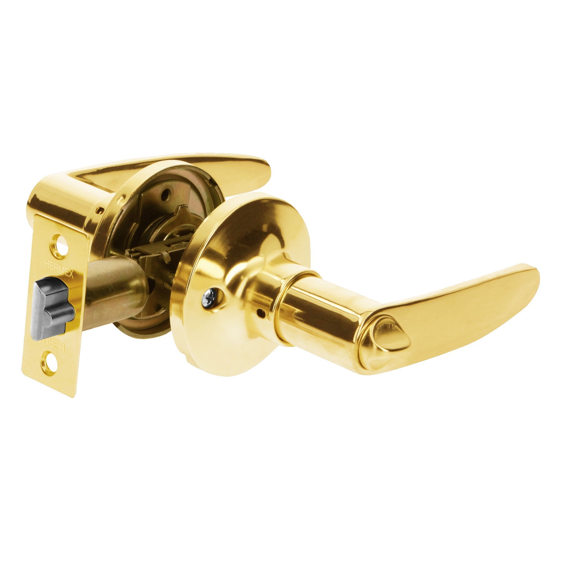 Cerradura manija 'Turin'p/recamara laton brillante,cil laton