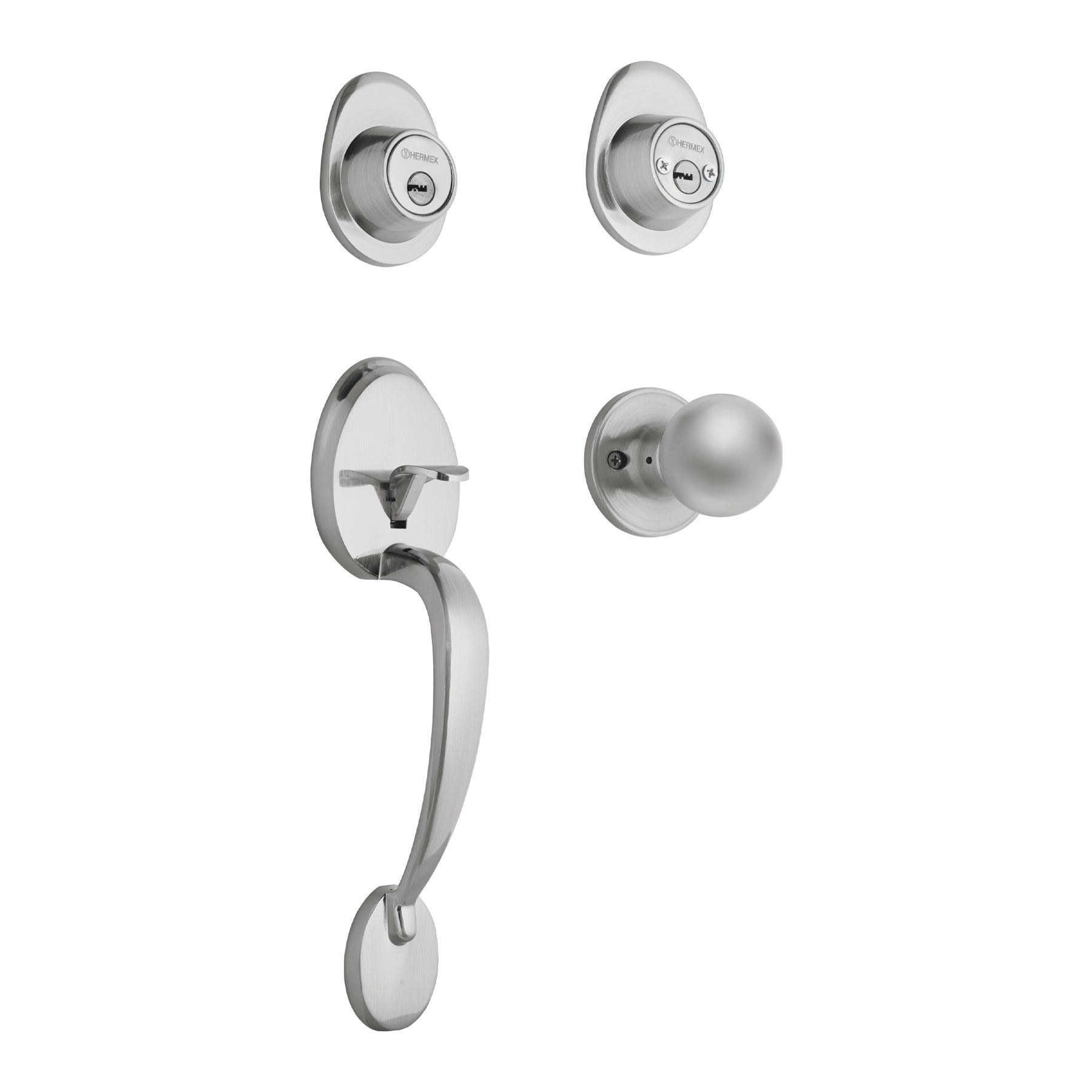 Jaladera y perilla, Lugo llave-llave, cromo mate, HERMEX