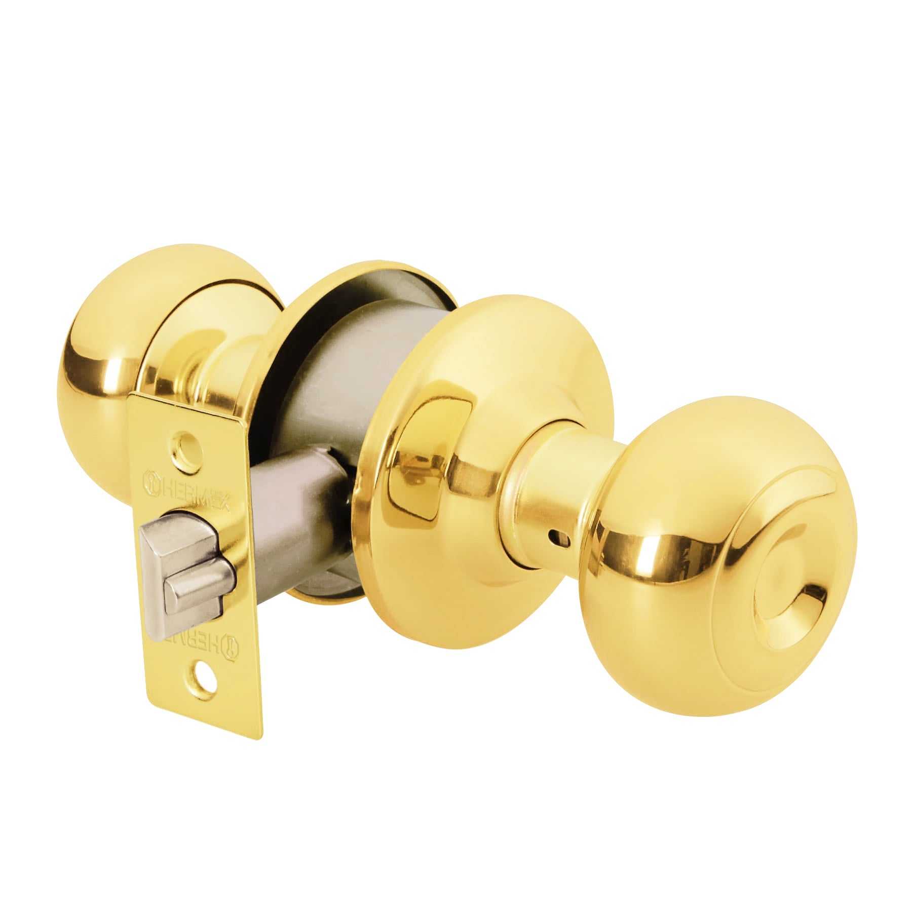 Cerradura tipo oval para entrada, laton brillante, HERMEX