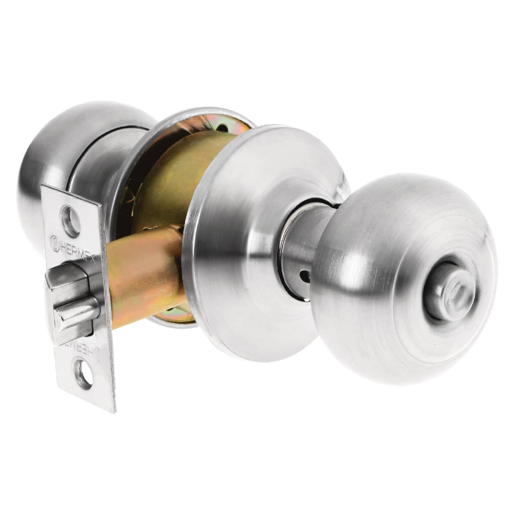 Cerradura tipo oval para recamara, cromo mate, HERMEX