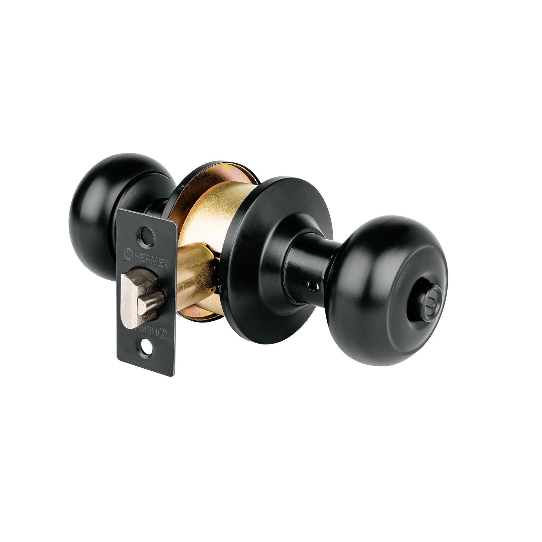 Cerradura pomo, negro, oval, recamara, HERMEX