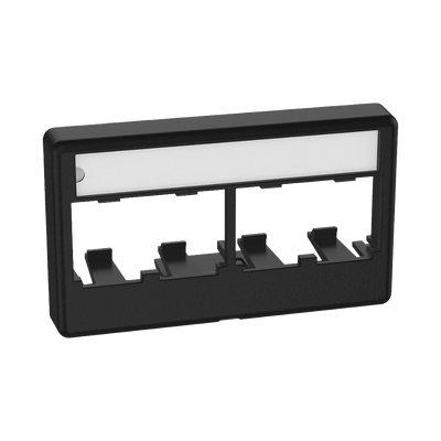 PANDUIT - Placa de Mobiliario Modular Estándar, Salidas Para 4 Puertos Mini-Com, Con Espacio Para Etiquetas, Color Negro