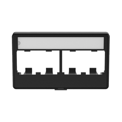 PANDUIT - Placa de Mobiliario Modular Estándar, Salidas Para 4 Puertos Mini-Com, Con Espacio Para Etiquetas, Color Negro